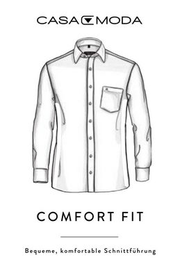 CASAMODA Businesshemd Businesshemd - Comfort Fit - Langarm - Florales Muster - Blau