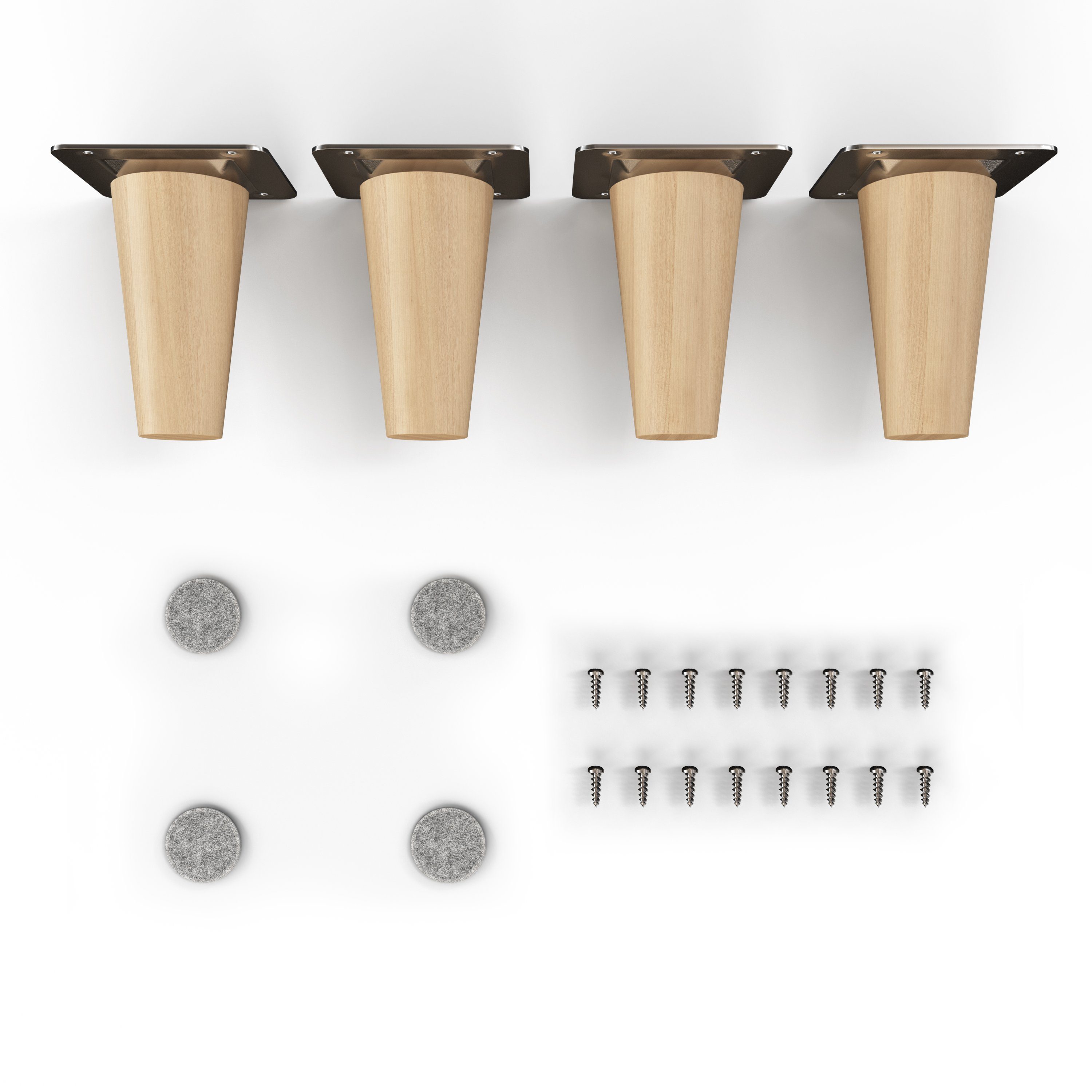 sossai® Möbelfuß Holzfüße Rund gerade Ausführung Öl-Finish / Natur, (4-St), 8cm - 71cm