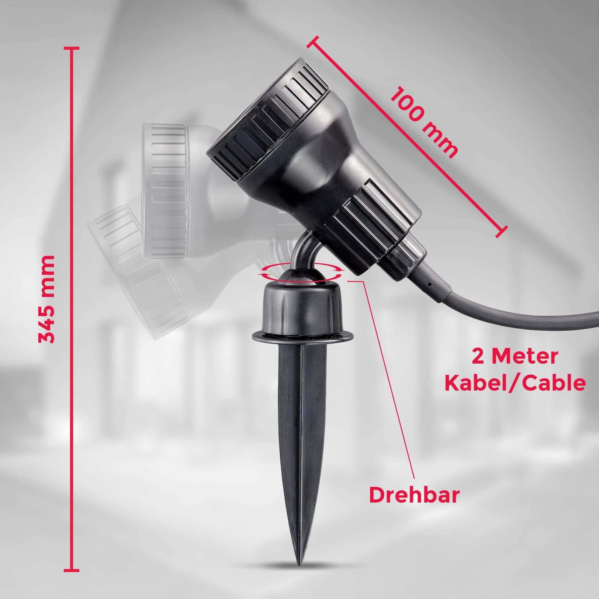 3.000K Schwenkbar, Warmweiß, Gartenstrahler Set LED 260Lm, 2,9W, wechselbar, Warmweißes Licht, BK_GS1083 inkl. IP44, 2er Wegbeleuchtung, GU10, B.K.Licht LED-Gartenstrahler, Schwarz 2x