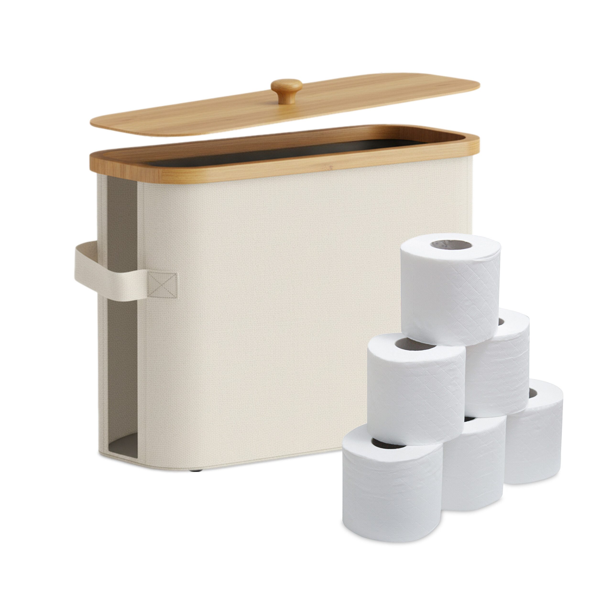 relaxdays Toiletten-Ersatzrollenhalter Toilettenpapier Aufbewahrung 12 Rollen, Beige