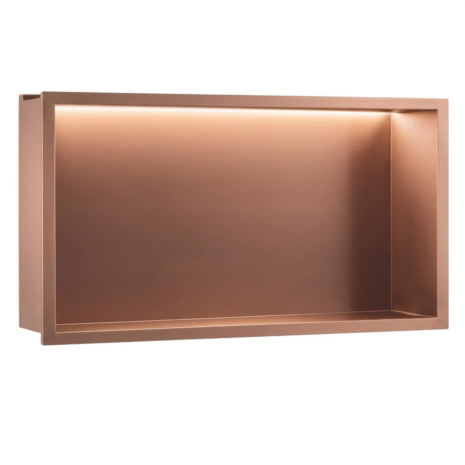 wohnwerk.idee Duschregal Wandeinbau-Badregal LED Edelstahl Dusche Nische IP66 63 × 33 cm, LED-Beleuchtung