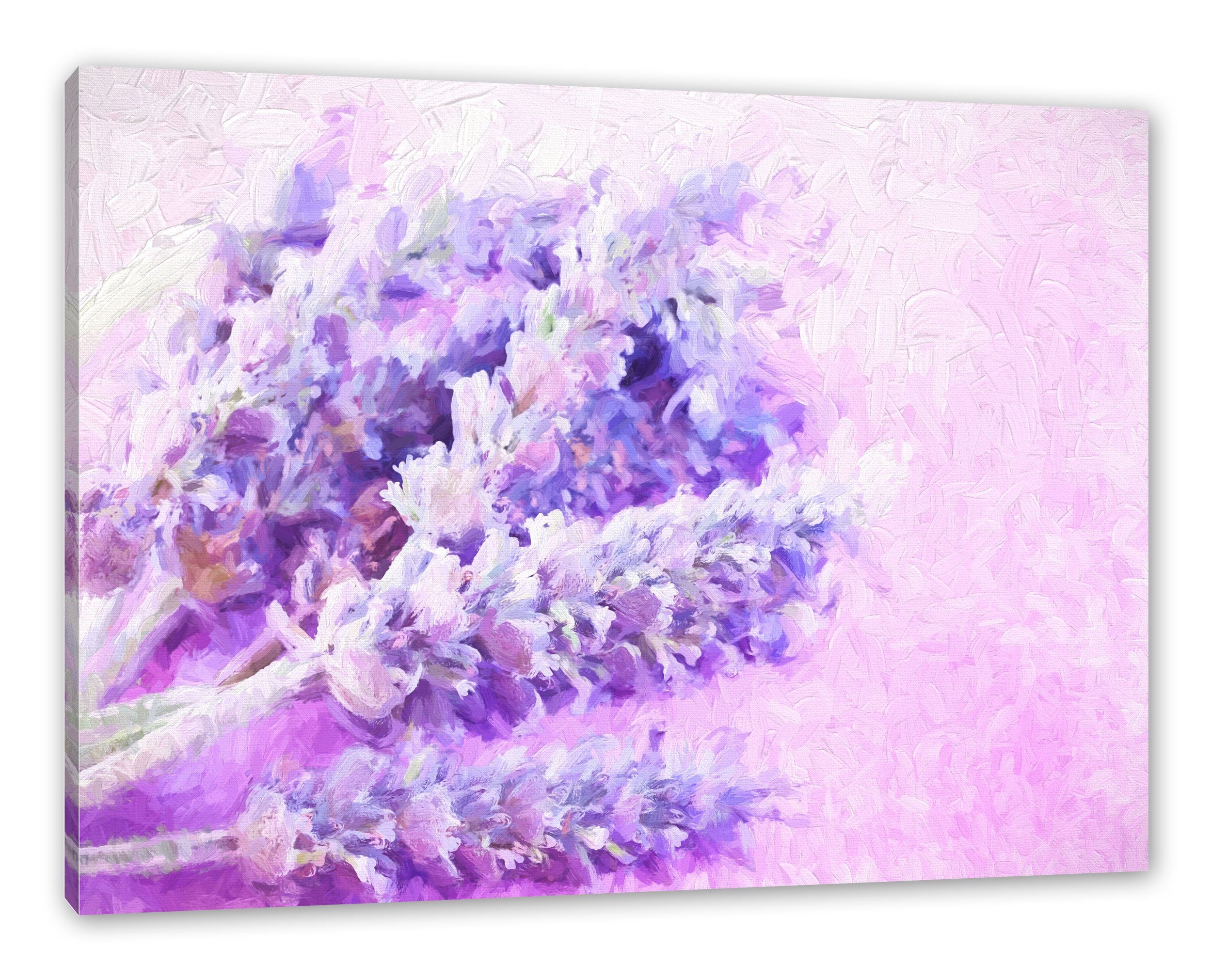 inkl. Kunst, Leinwandbild Lavendel Pixxprint Leinwandbild St), Zackenaufhänger getrockneter getrockneter (1 bespannt, fertig Kunst Lavendel