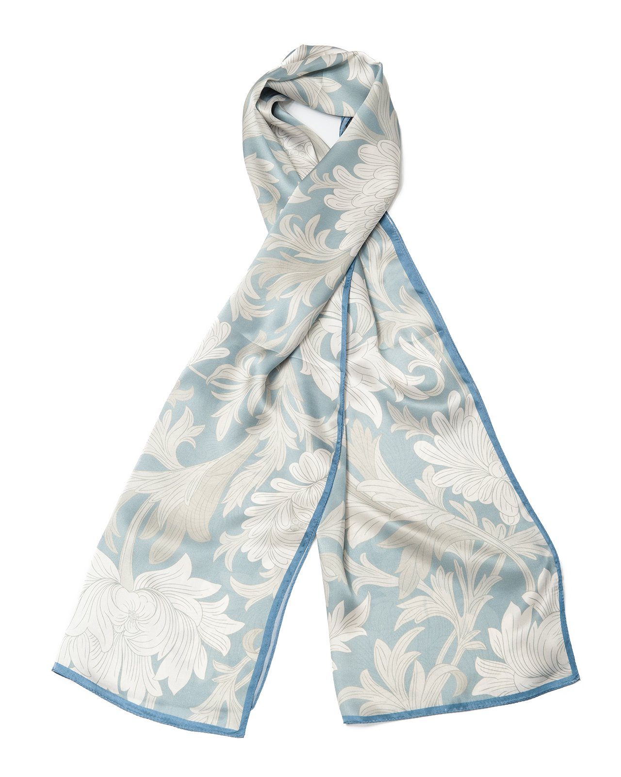 MayTree Seidentuch Floral Grün Weiss, 55x175, leichter Damenschal, alljährig, (Stück), Seidentuch 100% Seide