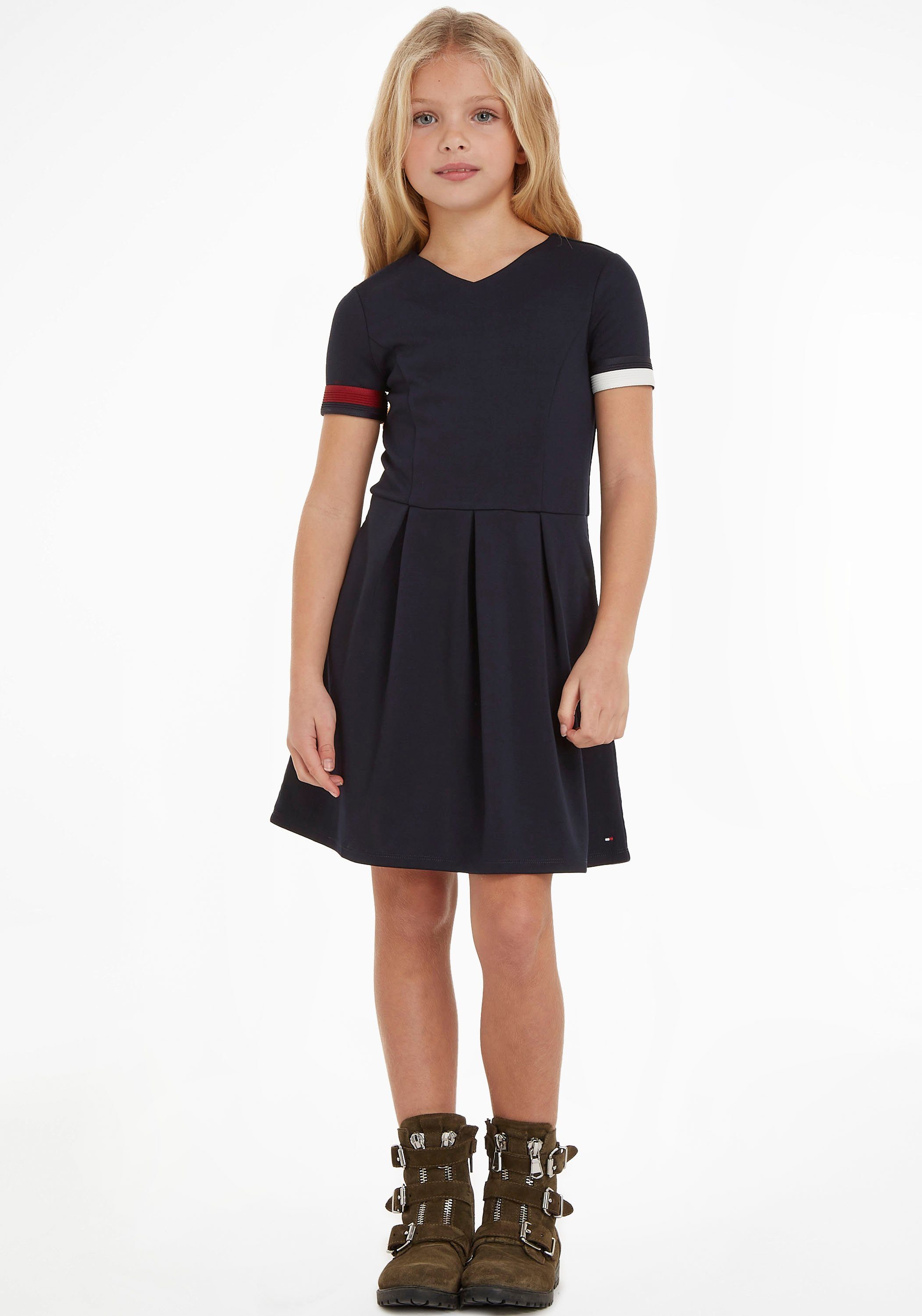 Tommy Hilfiger Blusenkleid GLOBAL STRIPE PUNTO DRESS Kinder Kids Junior MiniMe,für Mädchen dunkelblau | Sommerkleider