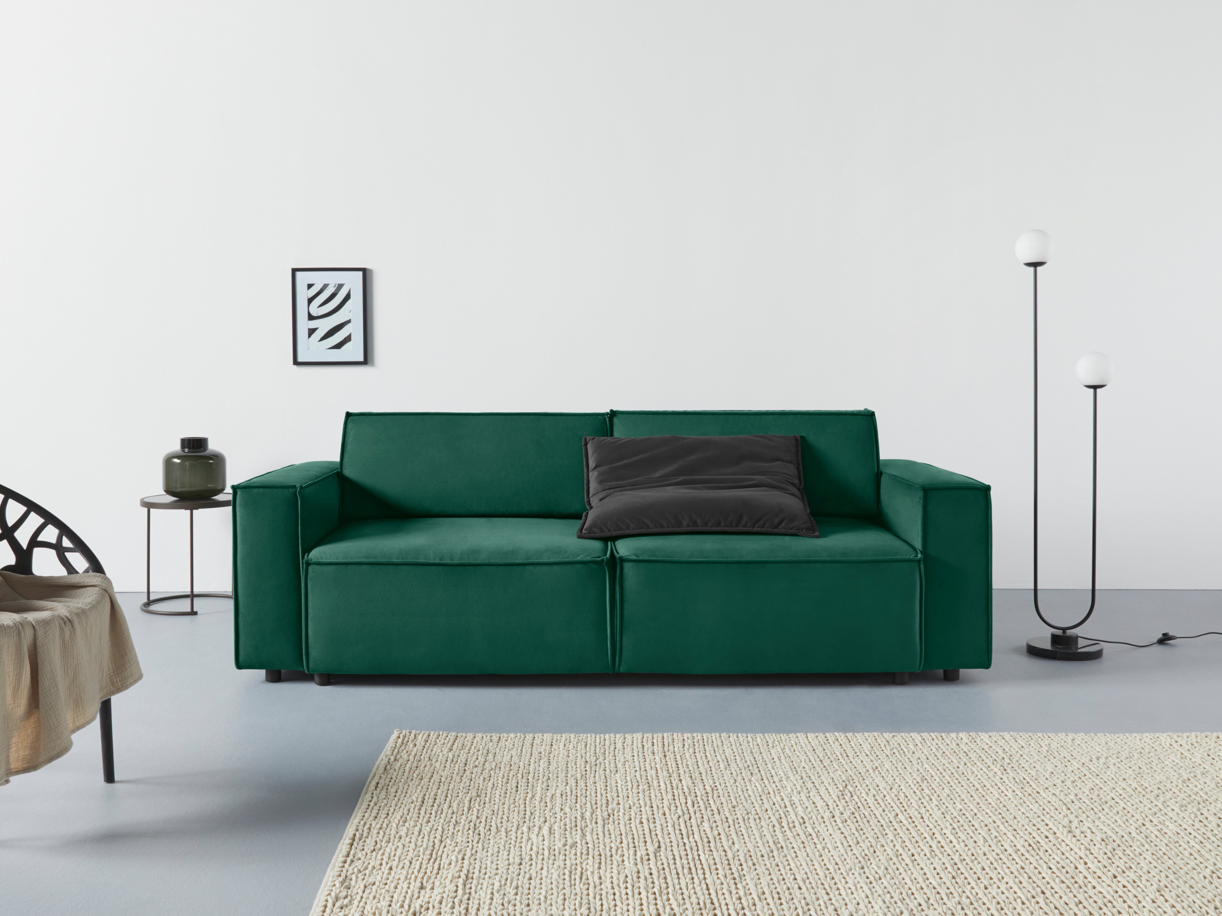 Home affaire Schlafsofa Marva, B: 245 cm, Liegel. 152x190 cm, Schlaffunktion, Bettkasten & 1 Zierkissen, Federkern