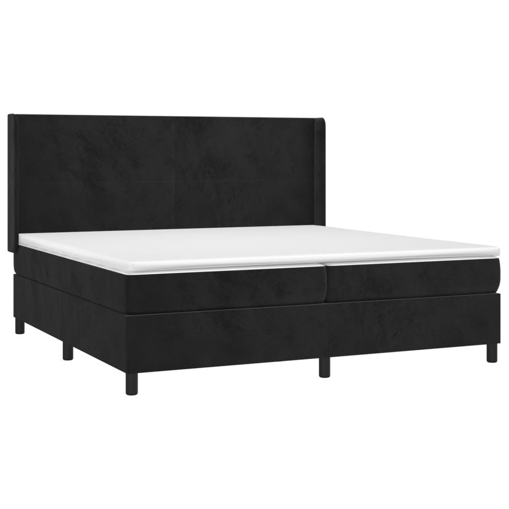 vidaXL Bett Boxspringbett mit Matratze & LED Schwarz 200x200 cm Samt