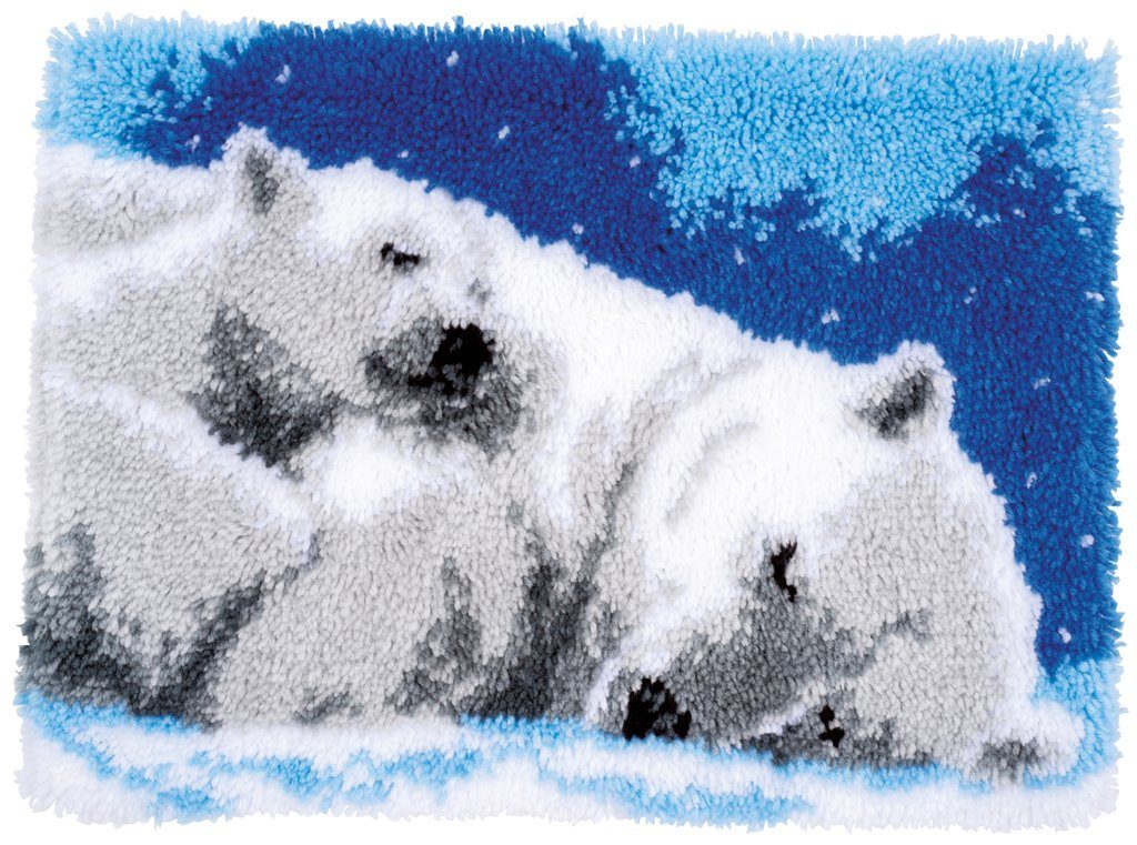 Vervaco Kreativset Vervaco PN-0170803 Knüpfteppichpackung Eisbären, (Set, Vervaco embroidery Kit), Made in Europe
