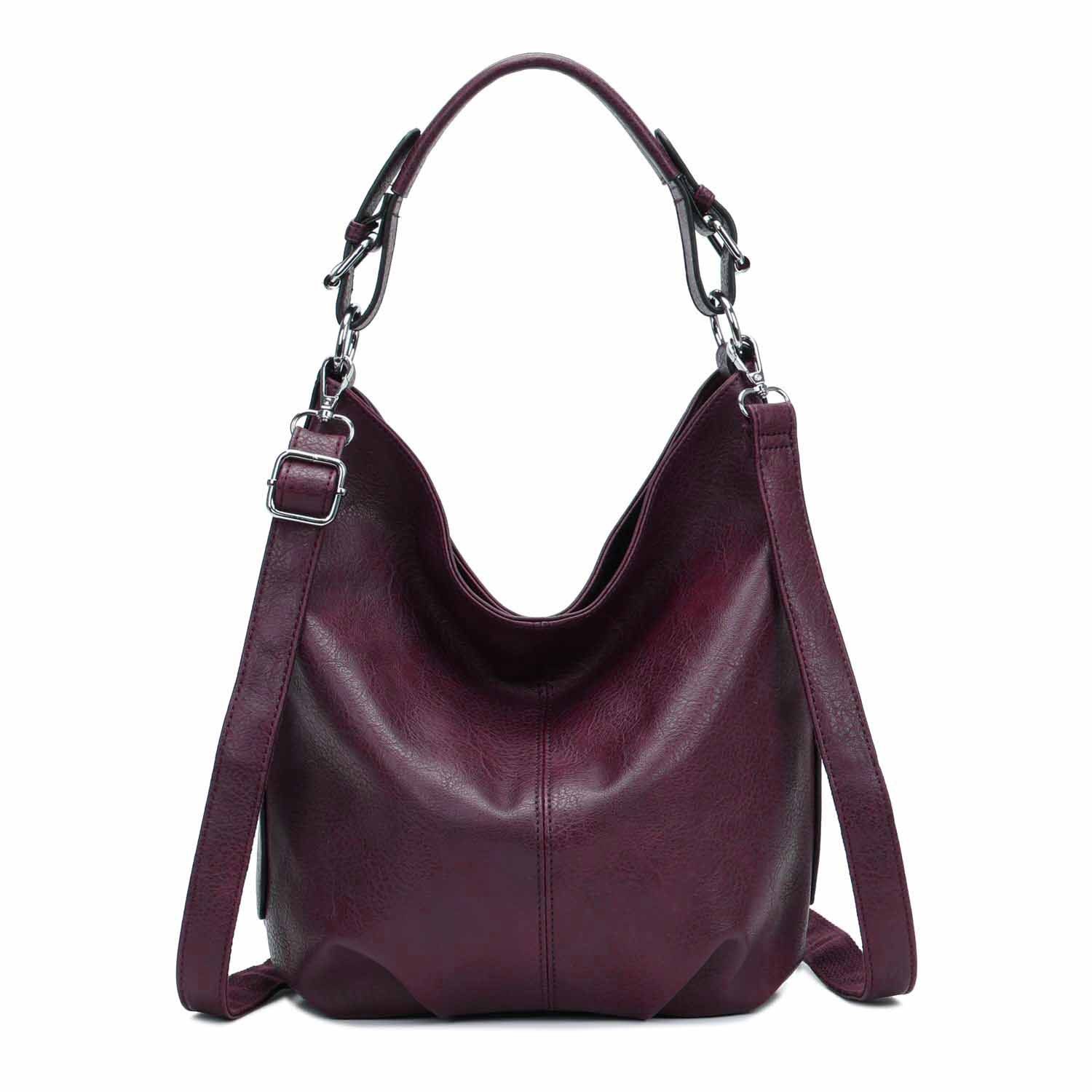 ITALYSHOP24 Schultertasche DAMEN SHOPPER Hobo Bag Umhängetasche Handtasche City Bag Cross-Over (Spar-Set: Henkel Tasche mit Schultergurt, Workbag Leder Optik, 2-tlg., mit Henkel und Schultergurt), Damentasche Freizeit Abend Leder Optik Henkeltasche Reise Crossbody