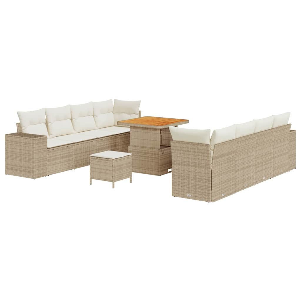 Gartenlounge-Set Gartensofa-set mit Kissen 11 pcs Beige Poly-Rattan