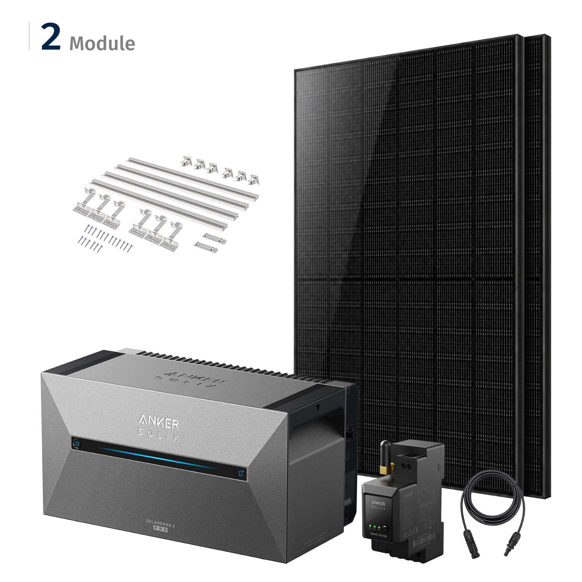 SolarMars Balkonkraftwerk mit Speicher Anker Solix Solarbank 2 E1600 Pro + 2000W PV, 0% MwSt