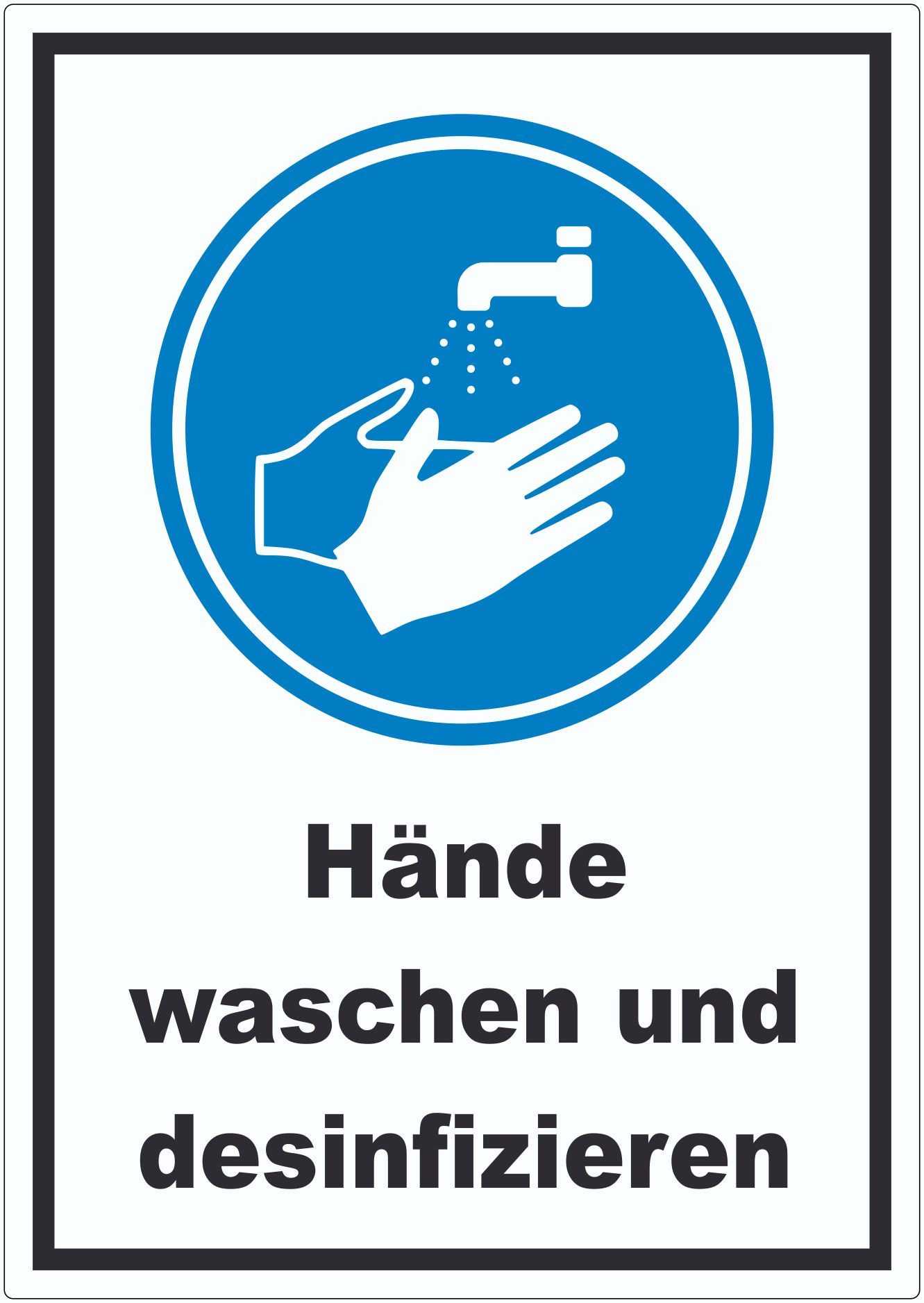 HB-Druck Aufkleber Hände waschen und desinfizieren Aufkleber, wetterfest, UV-beständig, kratzfest