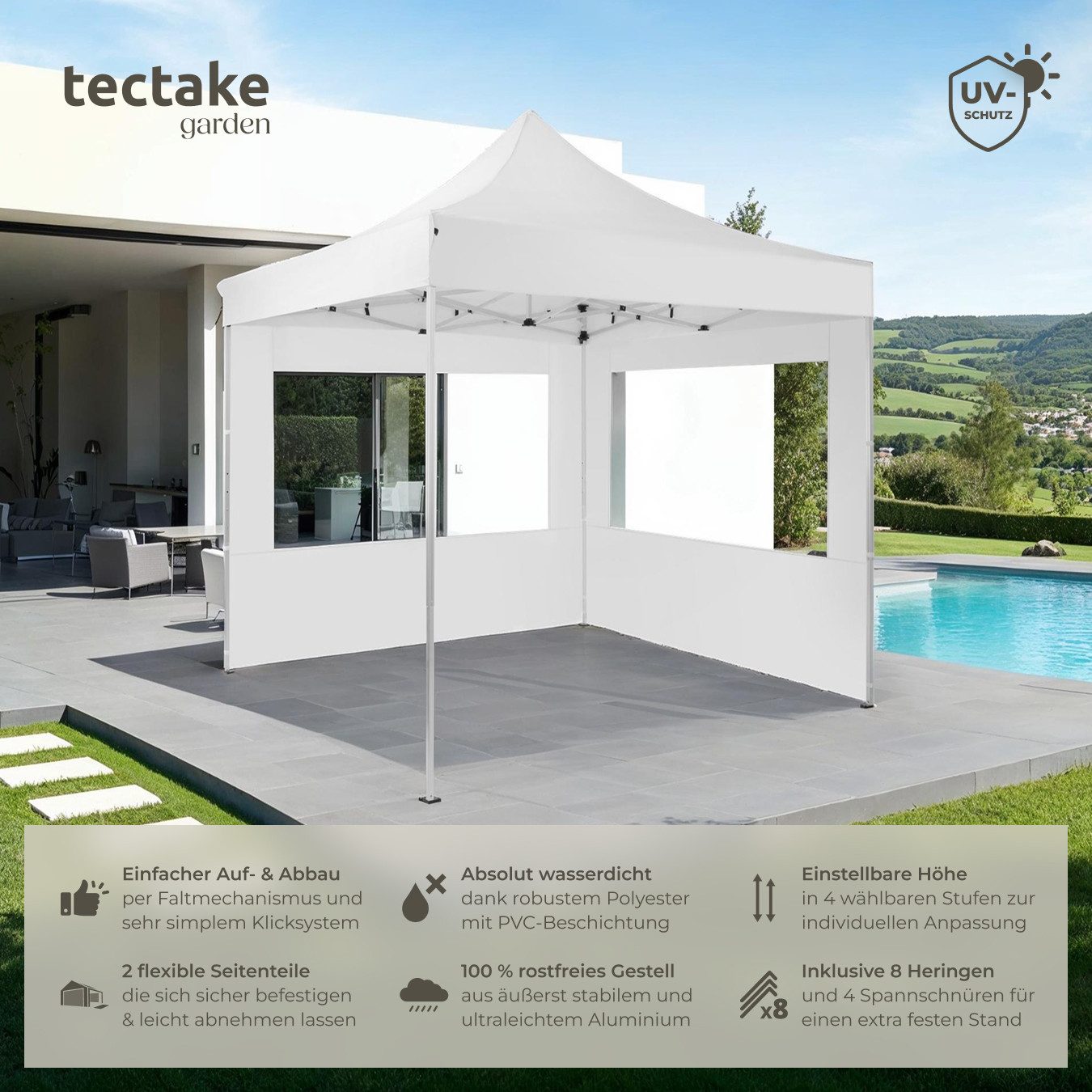 tectake Pavillon Olivia, mit 2 Seitenteilen, günstig online kaufen