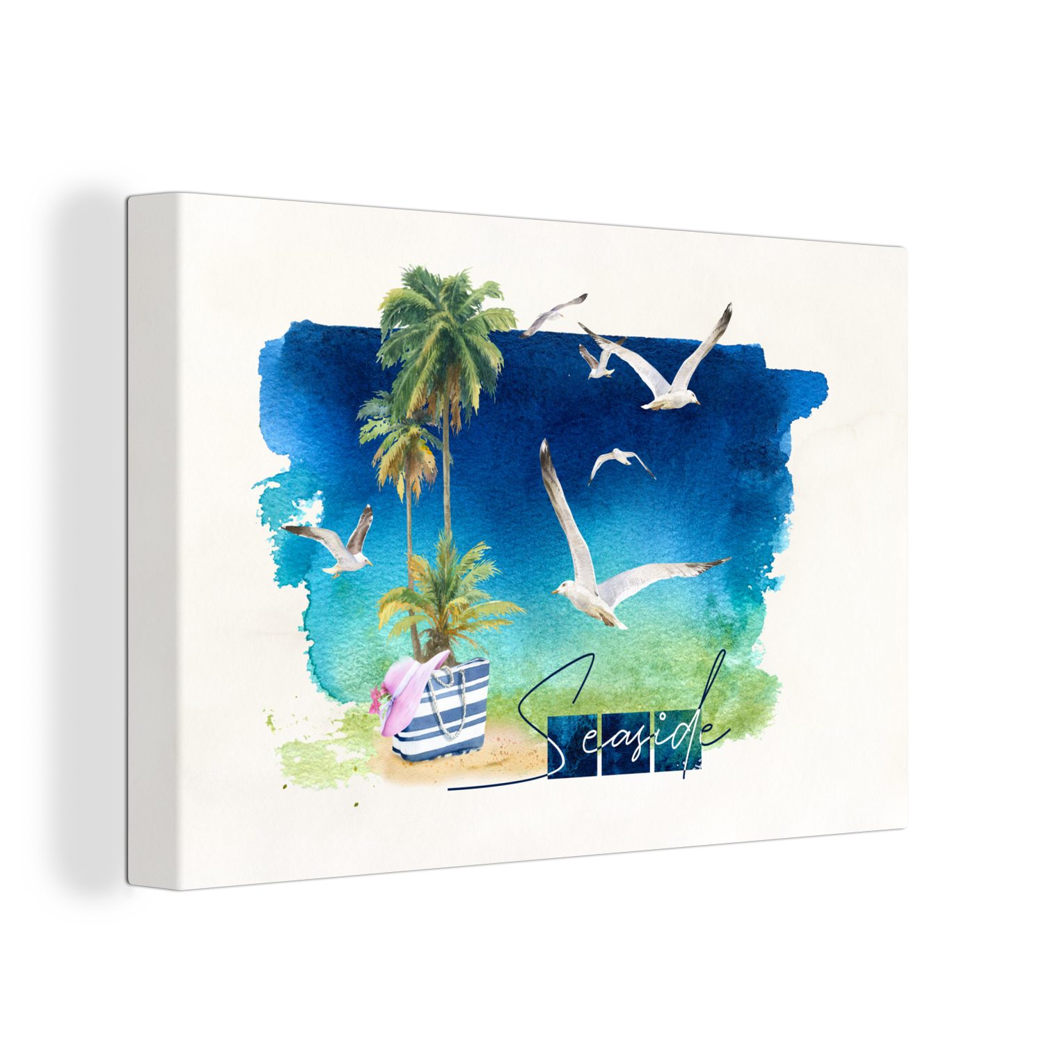 OneMillionCanvasses® St), Aufhängefertig, Vogel Wandbild - Leinwandbilder, - (1 Himmel Leinwandbild cm - Strand, Wanddeko, Palme 30x20