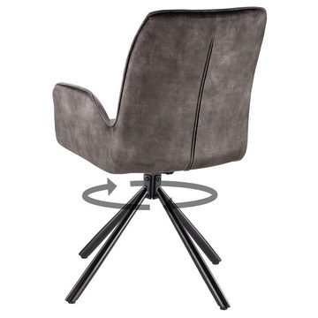 CARO-Möbel Esszimmerstuhl (2 St), Esszimmer Wohnzimmer Lounge Sessel Metall Polyester Armlehne 2er Set