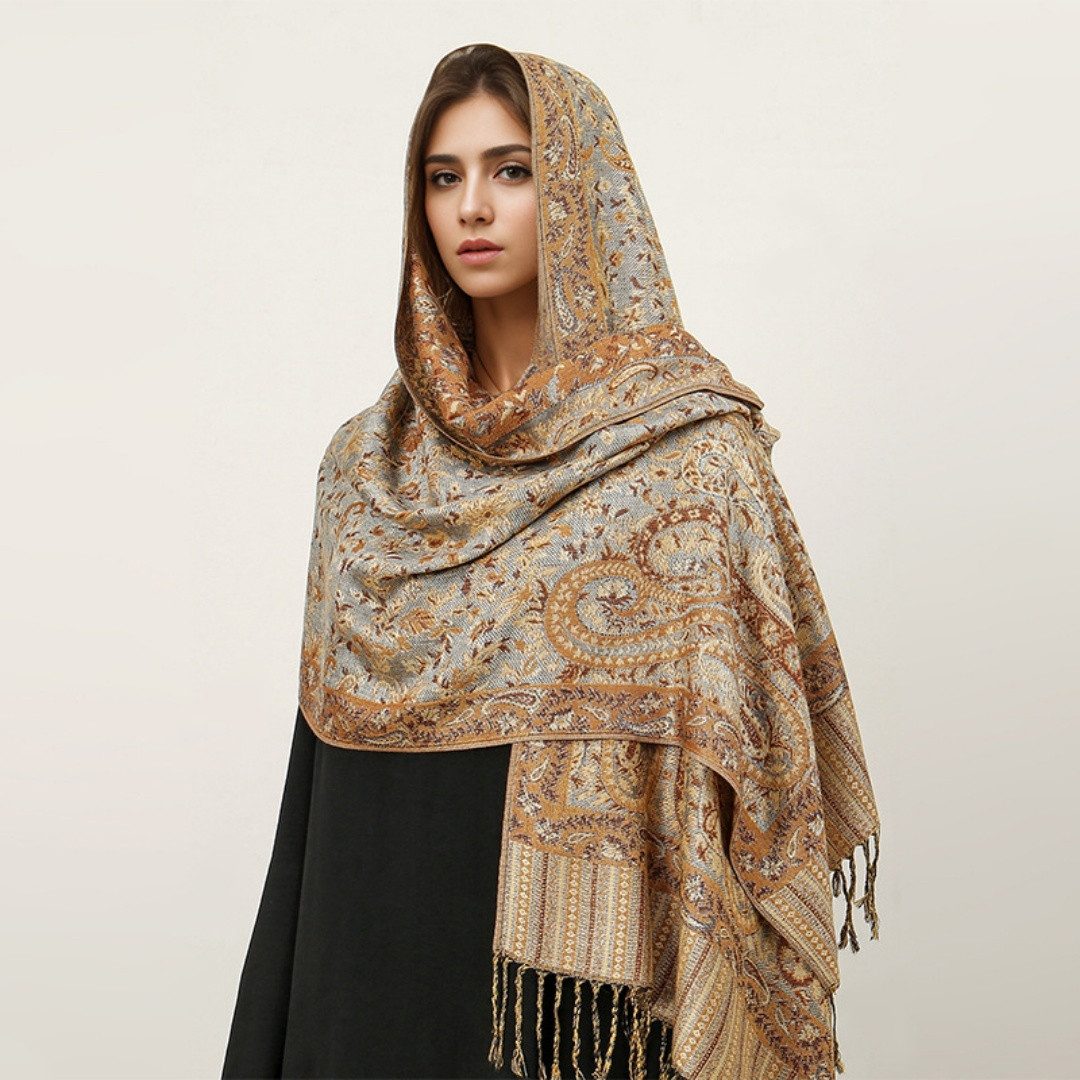 nsihing Modeschal Warmer Schal für Damen, Weiches Tuch in Kaschmir-Optik, Lange, große warme Stola mit Quasten für Herbst und Winter – Bild 2 von 3