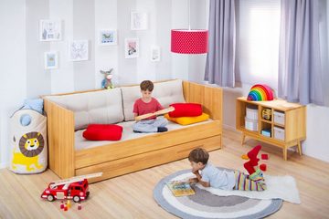 BioKinder - Das gesunde Kinderzimmer Funktionsbett Lina, 90x200 cm Sofabett mit Lattenrost