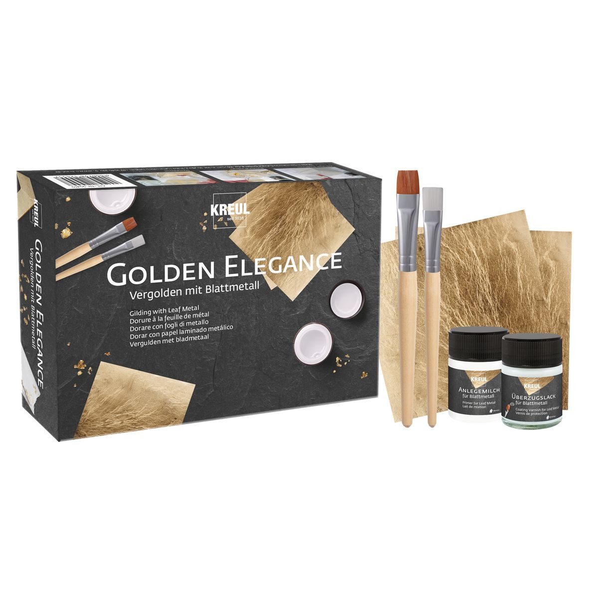 Blattmetall KREUL Vergolden mit Blattmetall Golden Elegance 10 Teile