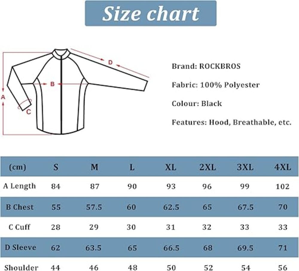 ROCKBROS Regenmantel Wasserdichter Regenponcho Verlängerte Regenjacke Outdoor reflektierende Streifen
