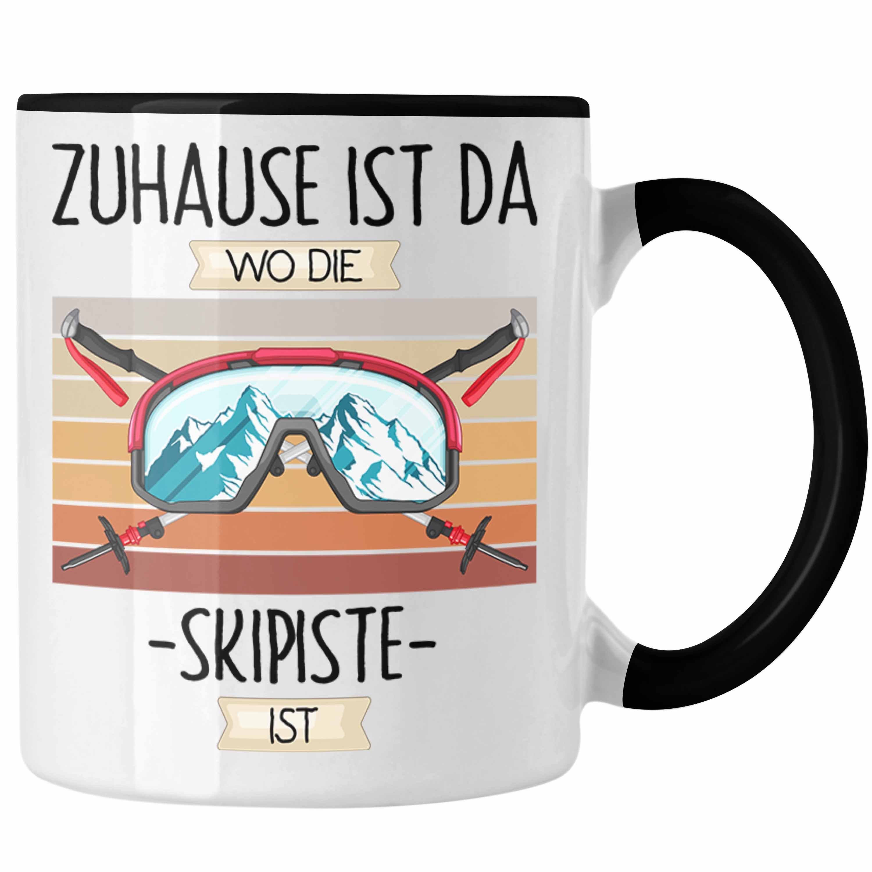 Trendation Tasse Ski Tasse Geschenk Geschenkidee Lustiger Spruch Zuhause Ist Da Wo Die Schwarz