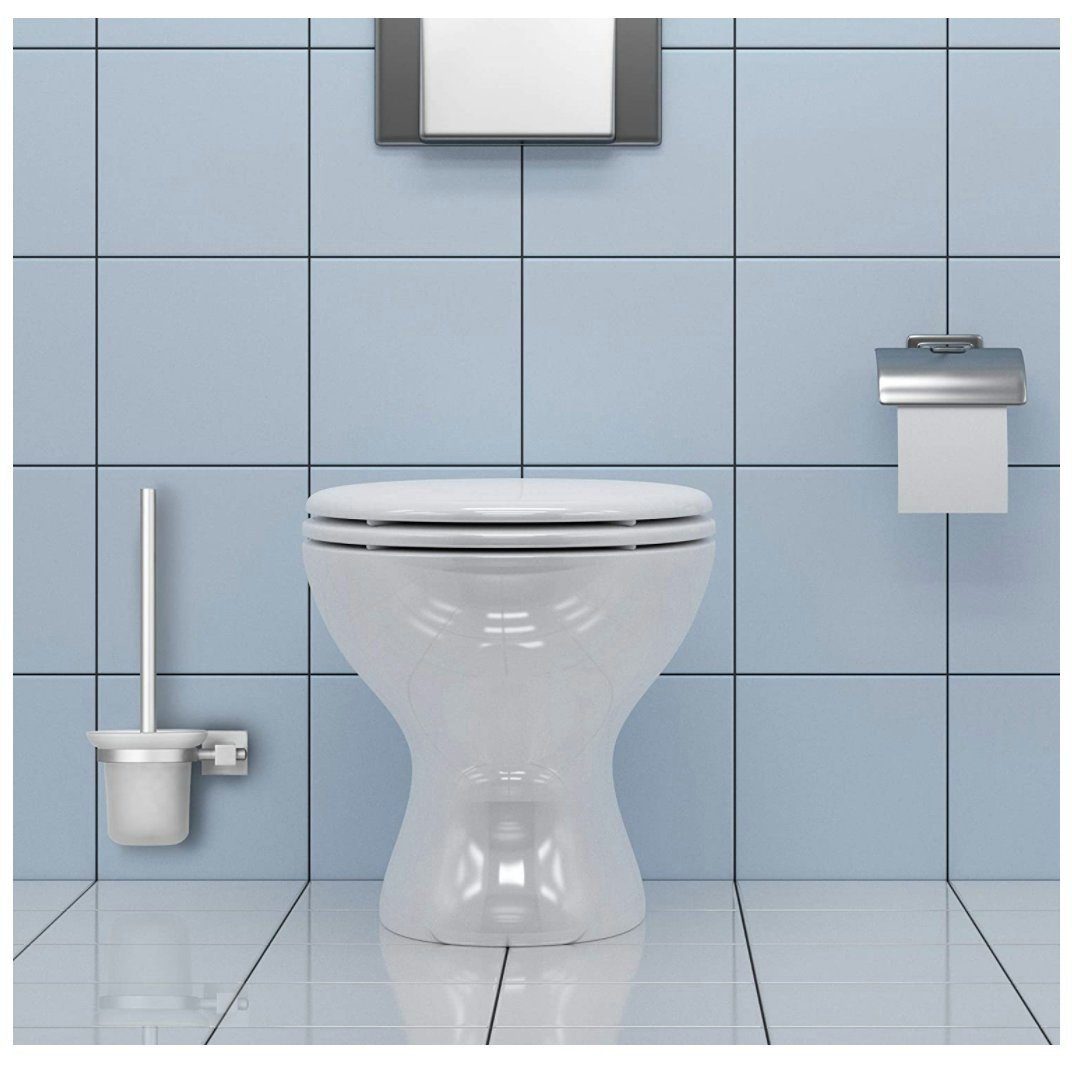 Toilettenbürste (Klobürste, Goods+Gadgets Halter, WC-Bürste, Bürste Komplettset WC-Reinigungsbürste Edelstahl Behälter), & Echtglas