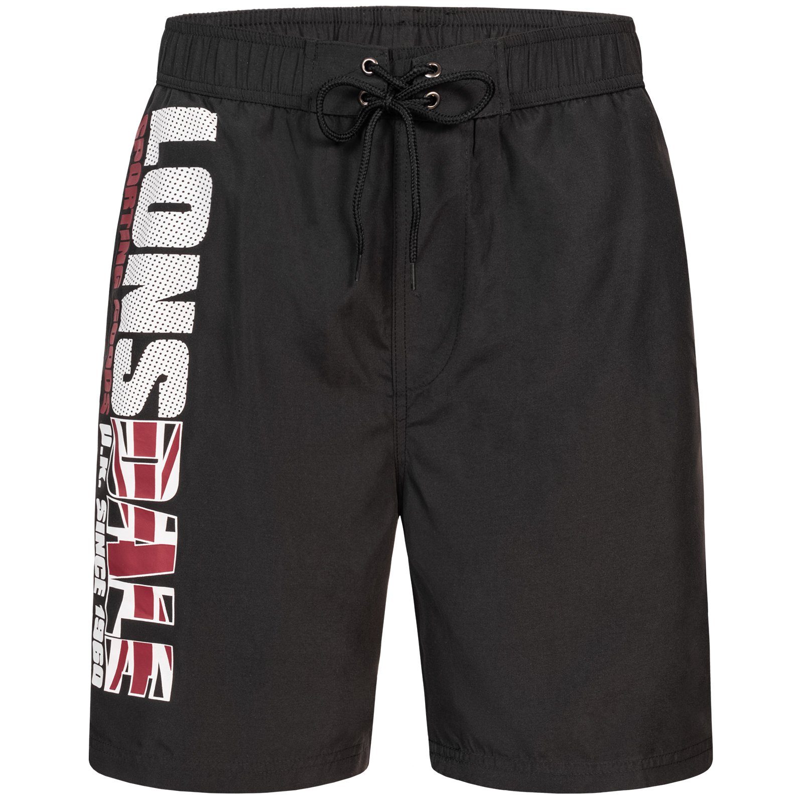 Lonsdale Badehose CARNKIE Black/Red/White