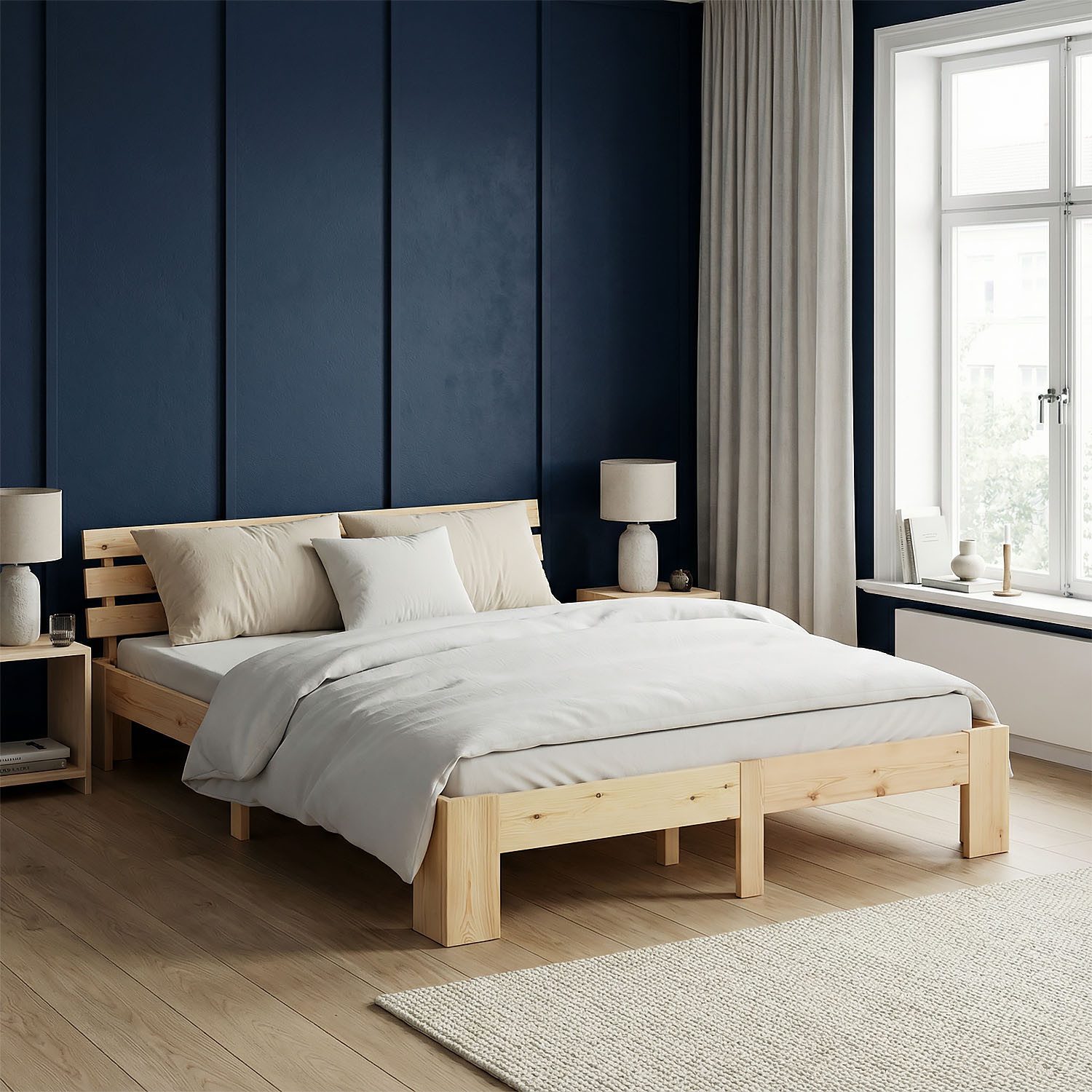 Homestyle4u Holzbett 90x200 120x200 140x200 160x200 180x200 Doppelbett Kopf günstig online kaufen