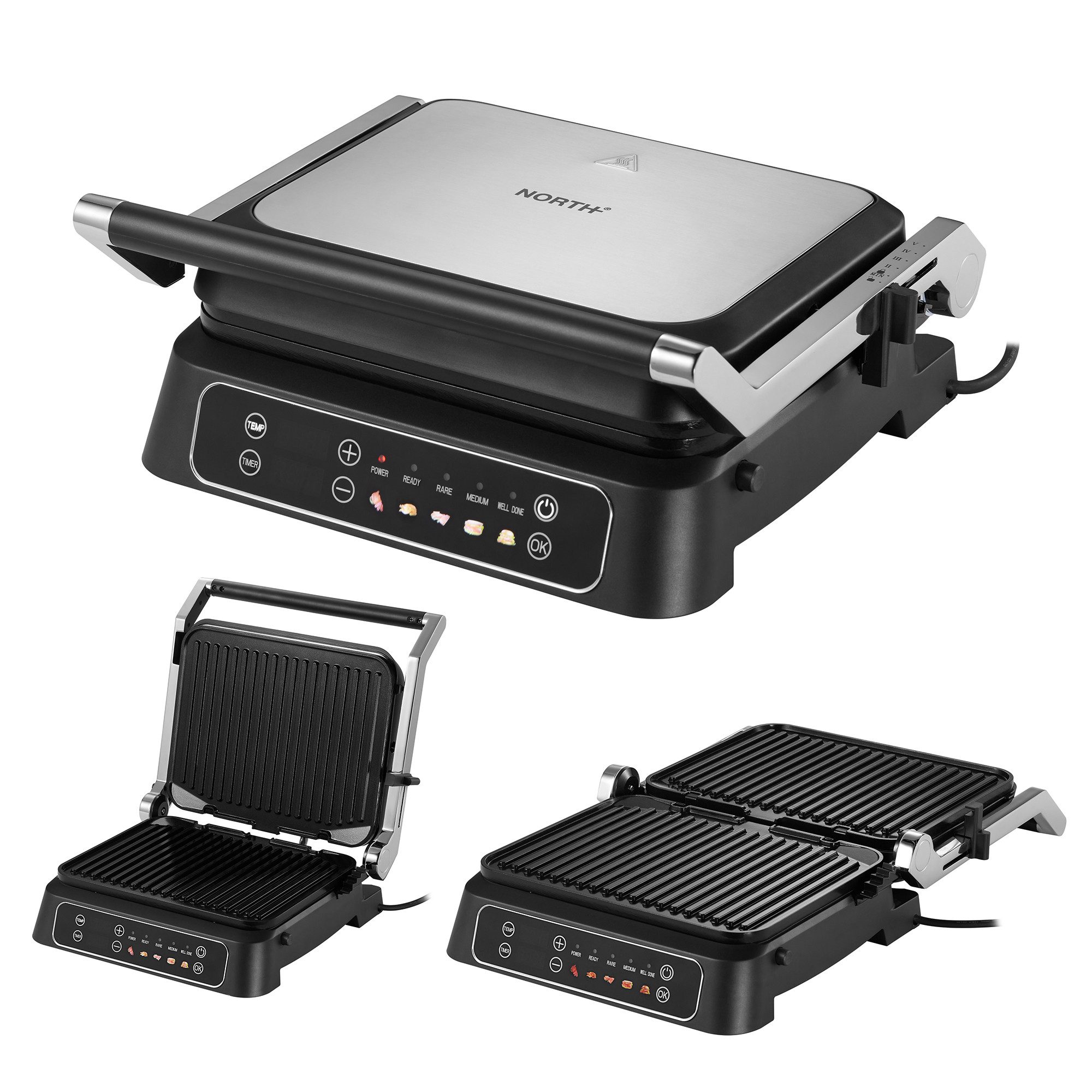 NORTH Paninigrill NORTH Digital Panini Kontaktgrill, 2000 W, antihaftbeschichtet