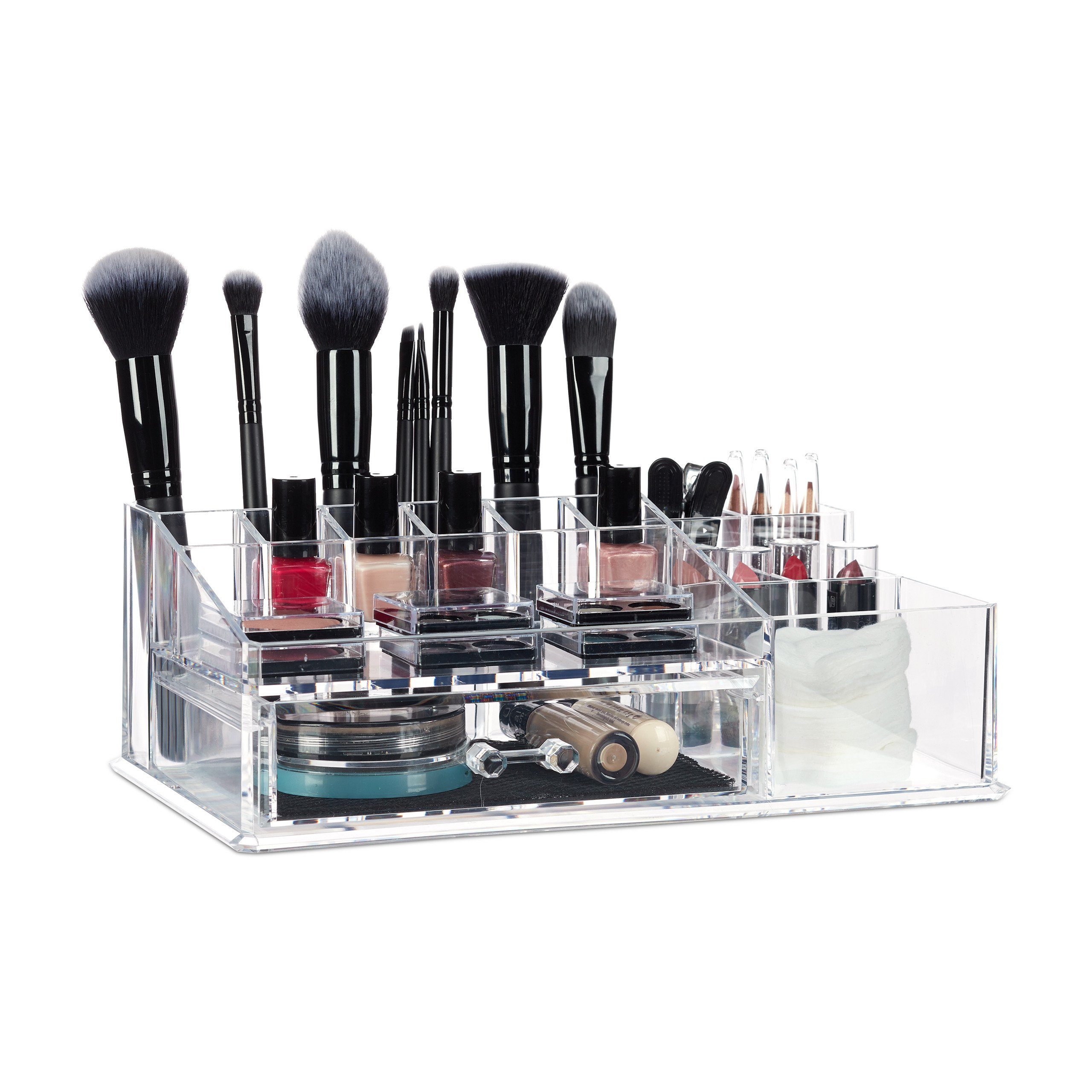 relaxdays Make-Up Organizer Make Up Organizer 16 Fächer, Transparent