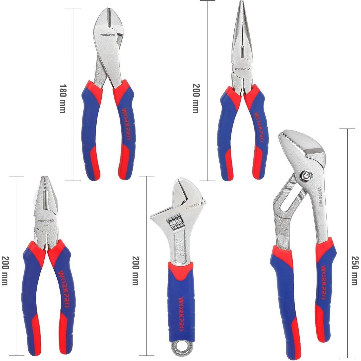 LuxusKollektion Zangenset Zangen Set Haushalt 5 tlg. Kombizange Spitzzange Seitenschneider