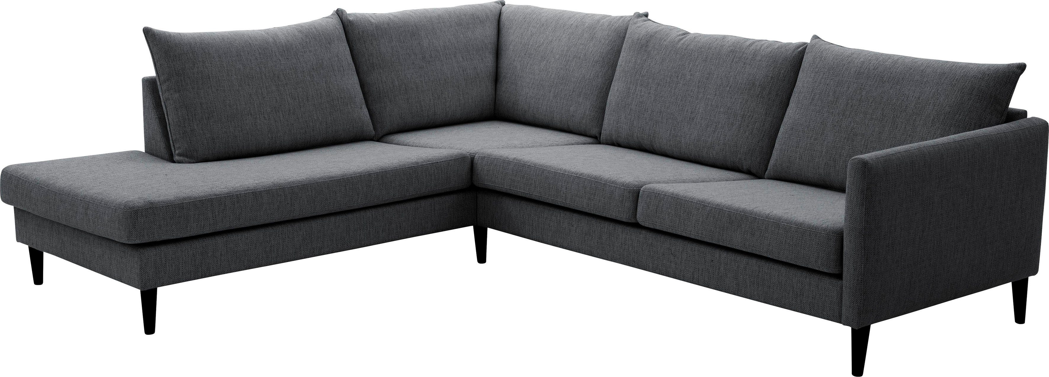 ATLANTIC home collection Ecksofa Rekvik L-Form, mit Wellenunterfederung, mit Massivholzfüßen