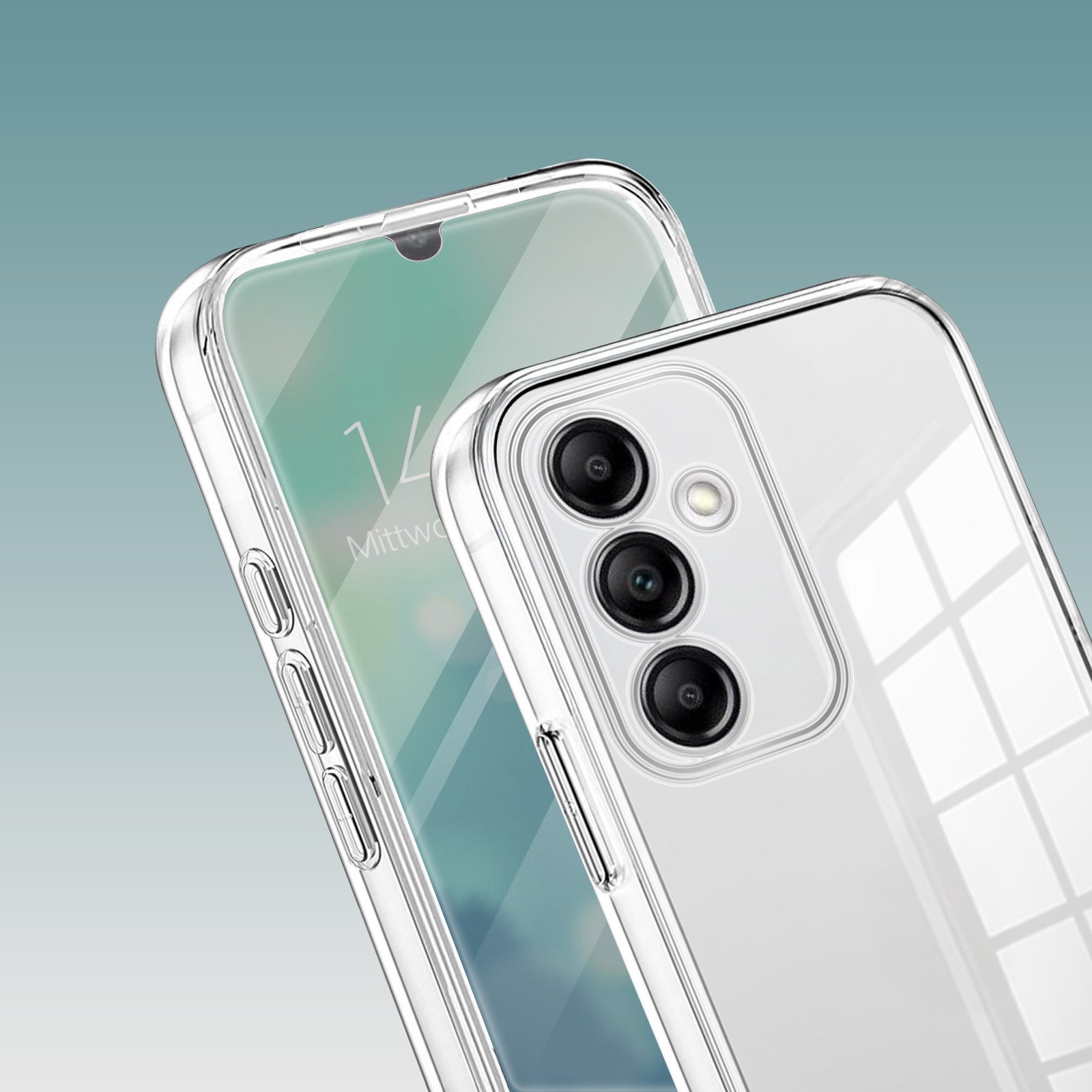 Tec-Expert Handyhülle 360 Grad Hülle für Samsung Galaxy A14 / A14 5G 6.6 Zoll, 6.6", Rundum Schutz Cover Case Hülle Transparent – Bild 3 von 5