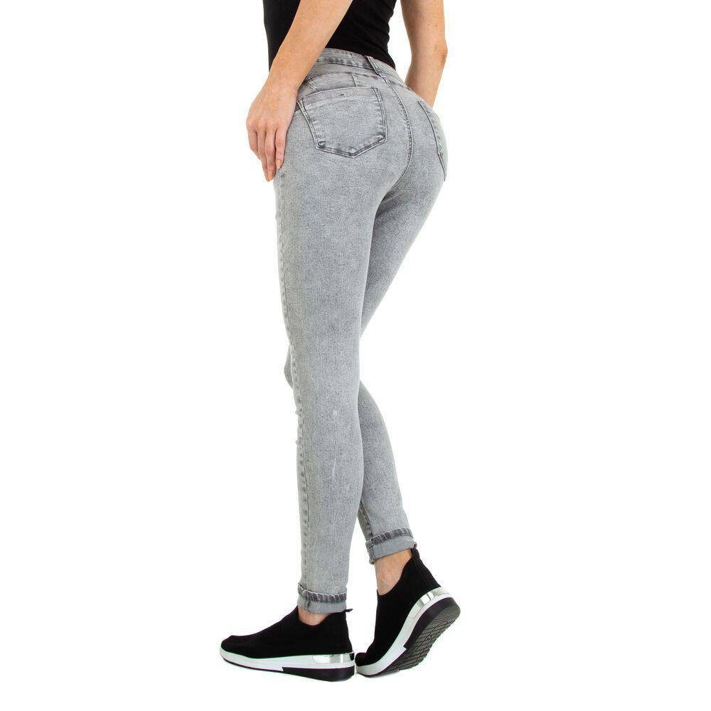 Jeansstoff in Skinny Skinny-fit-Jeans Freizeit Stretch Ital-Design Damen Jeans Grau