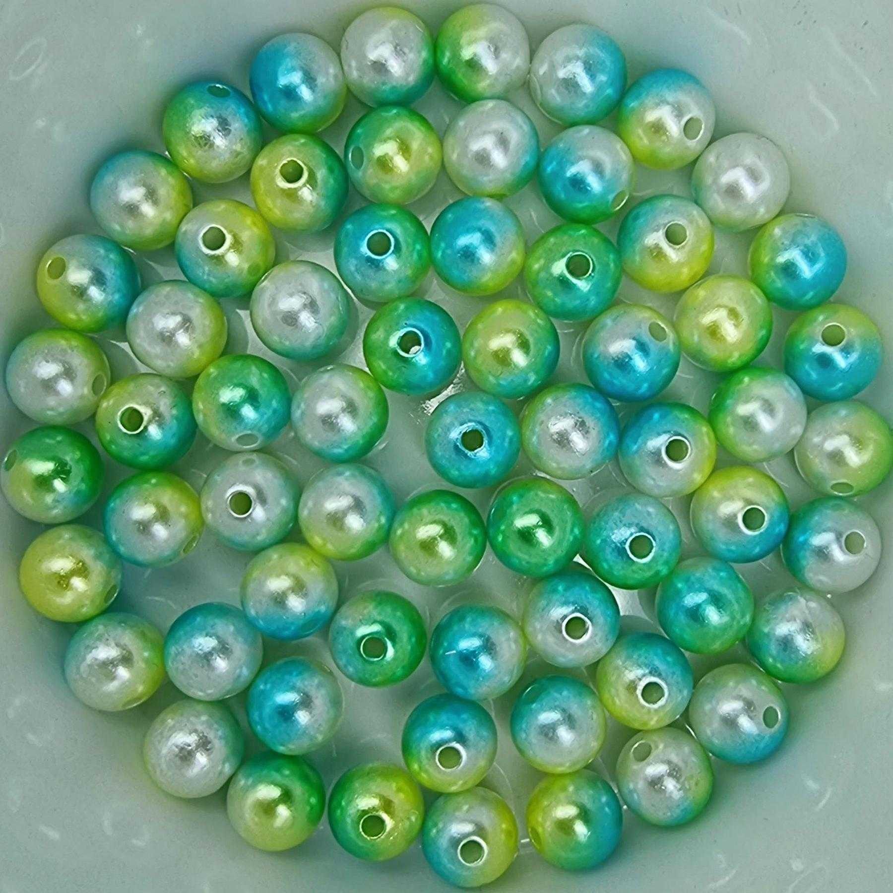 Kopper-24 Bastelperlen Wachsperlen bunt schimmernd ca. 1000 Stück, 3mm, weiß, grün