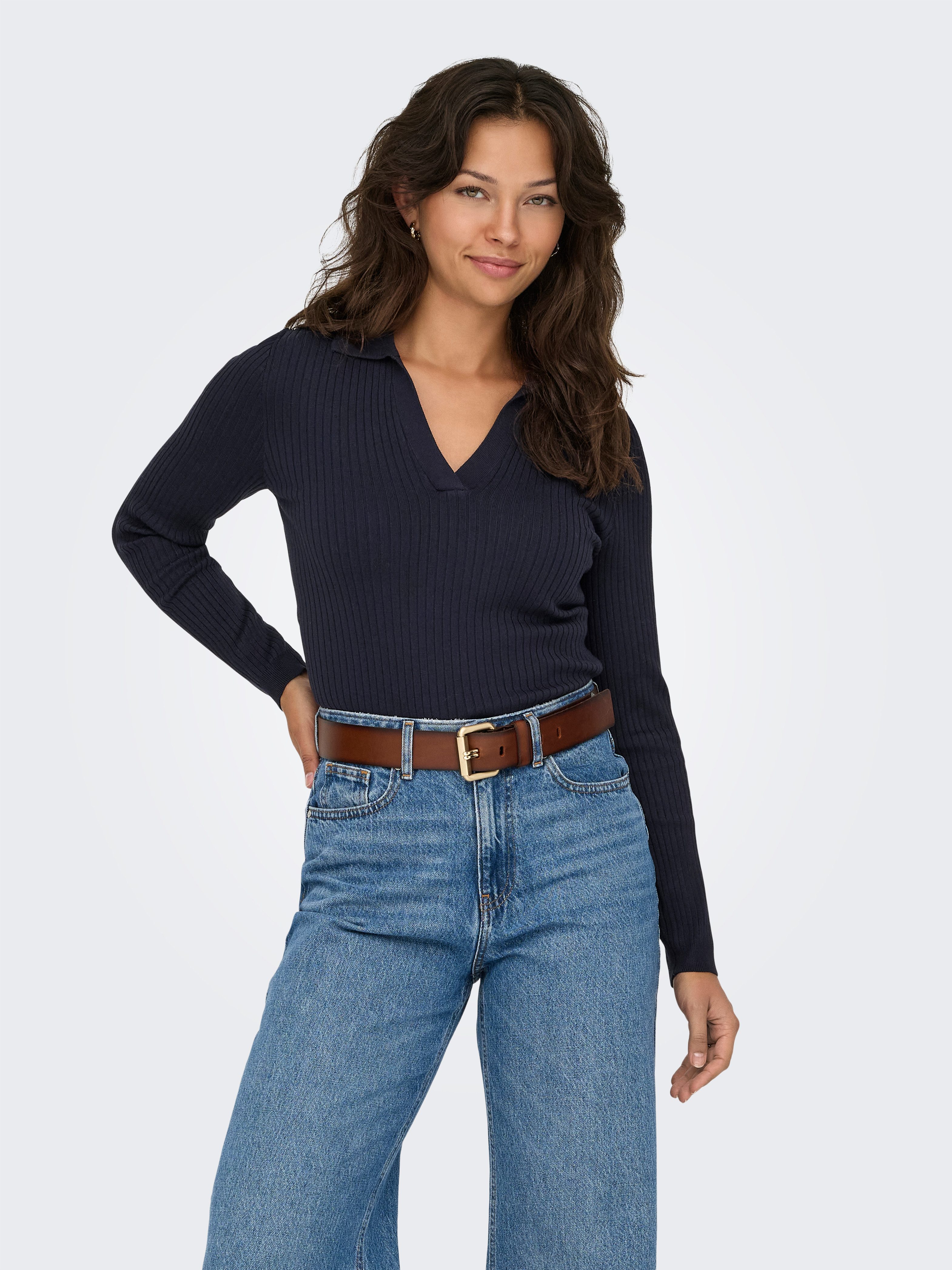 ONLY Polokragenpullover ONLKAYA LS POLO PULLOVER EX KNT Rippstrick günstig online kaufen