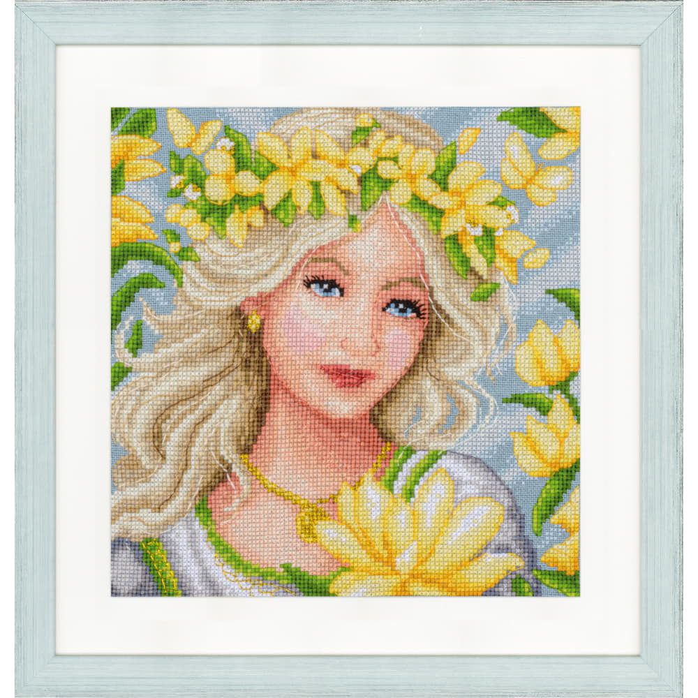 Lanarte Kreativset Lanarte Kreuzstich Stickpackung "Romance, Blüte", Zählmuster, 18x18cm, (embroidery kit by Marussia)