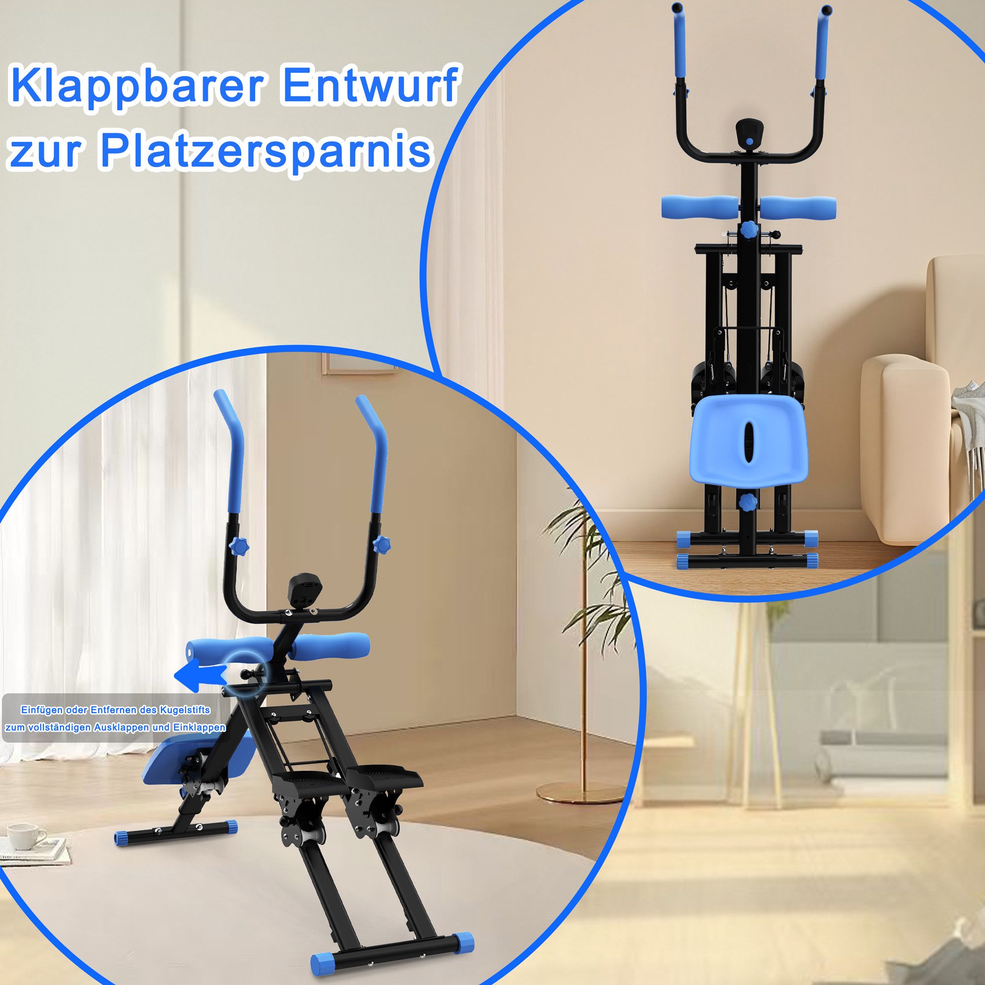 BBG Bauchtrainer 2-in-1 Treppenstepper Bauchtrainer für Zuhause, faltbares Ganzkörper-Trainingsgerät aus Stahl Q235 für Home Gym