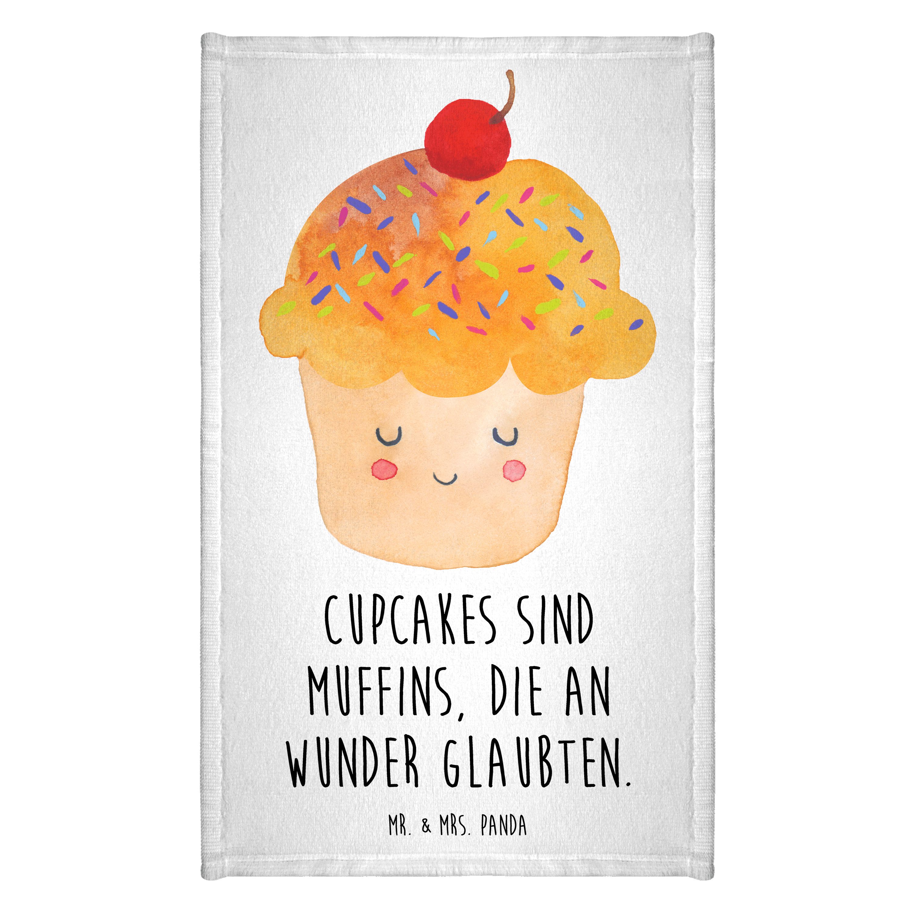Handtuch Cupcake - Weiß - Geschenk, Muffin, Reisehandtuch, Tiere, Küche Deko