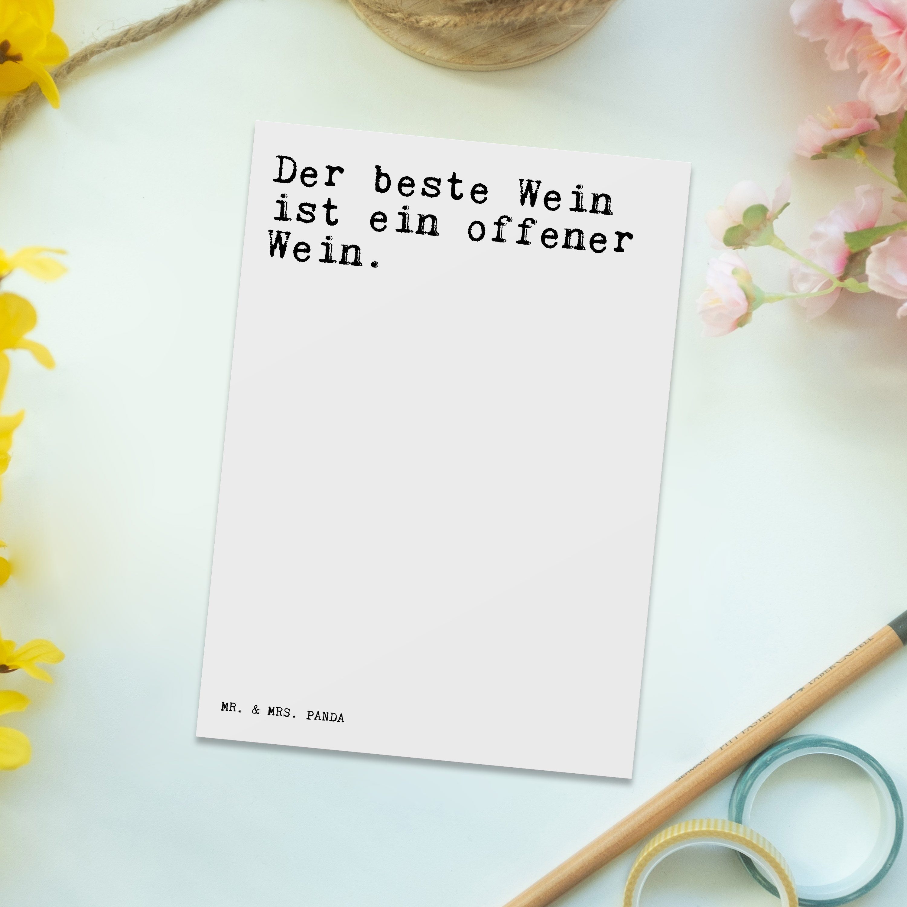 Weiß Mr. Postkarte Mrs. ist... Wein - Geschenk, Spruch witziger Der Panda - Weintrinker, & beste