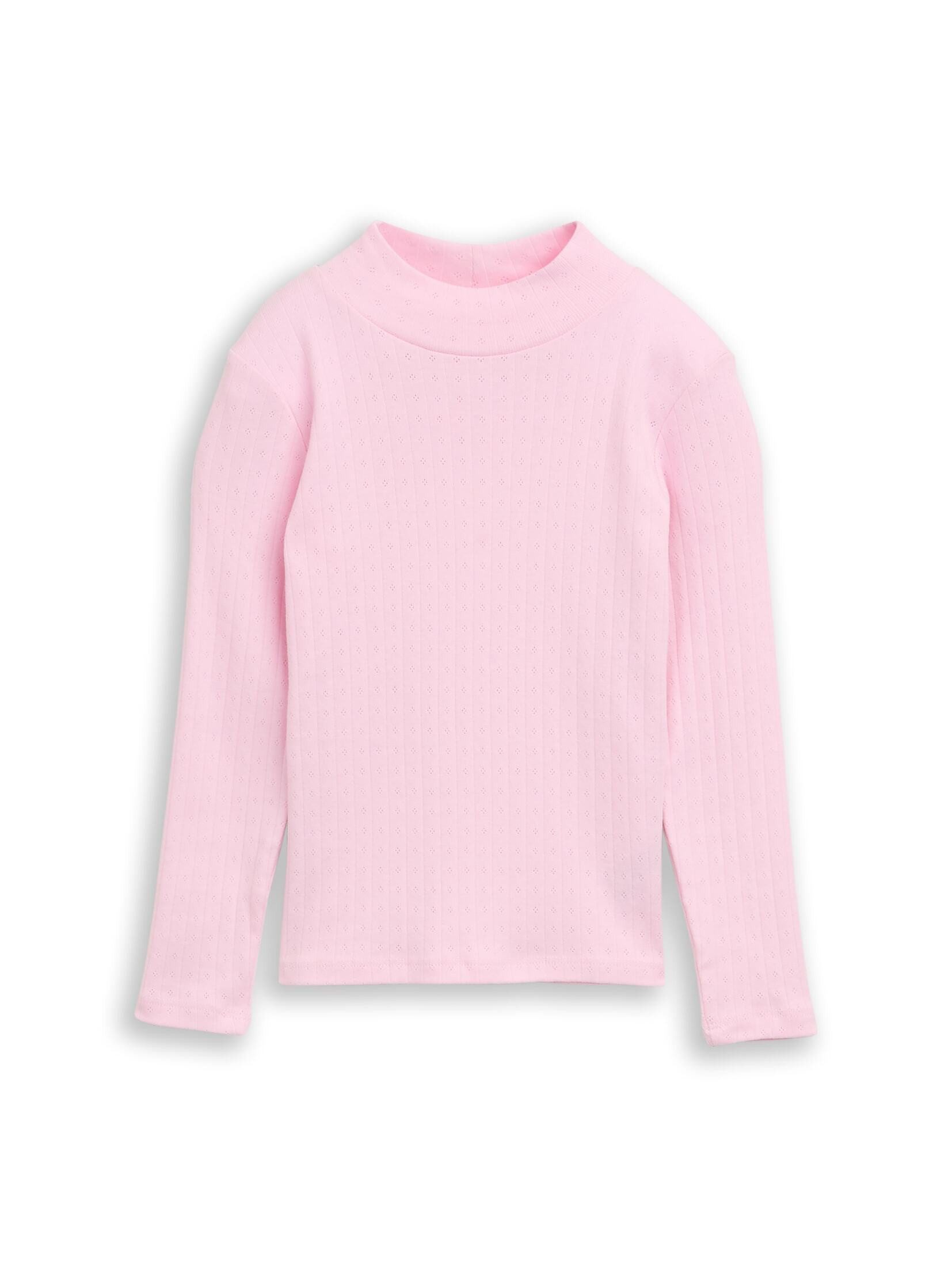 TOM TAILOR Langarmshirt T-Shirt Pointelle Langarmshirt mit Rollkragen
