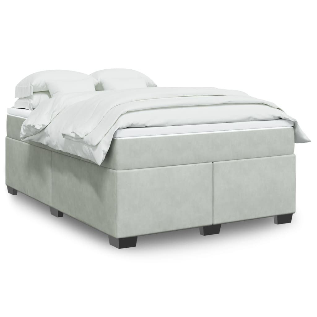vidaXL Boxspringbett, Boxspringbett mit Matratze Hellgrau 140x200 cm Samt günstig online kaufen
