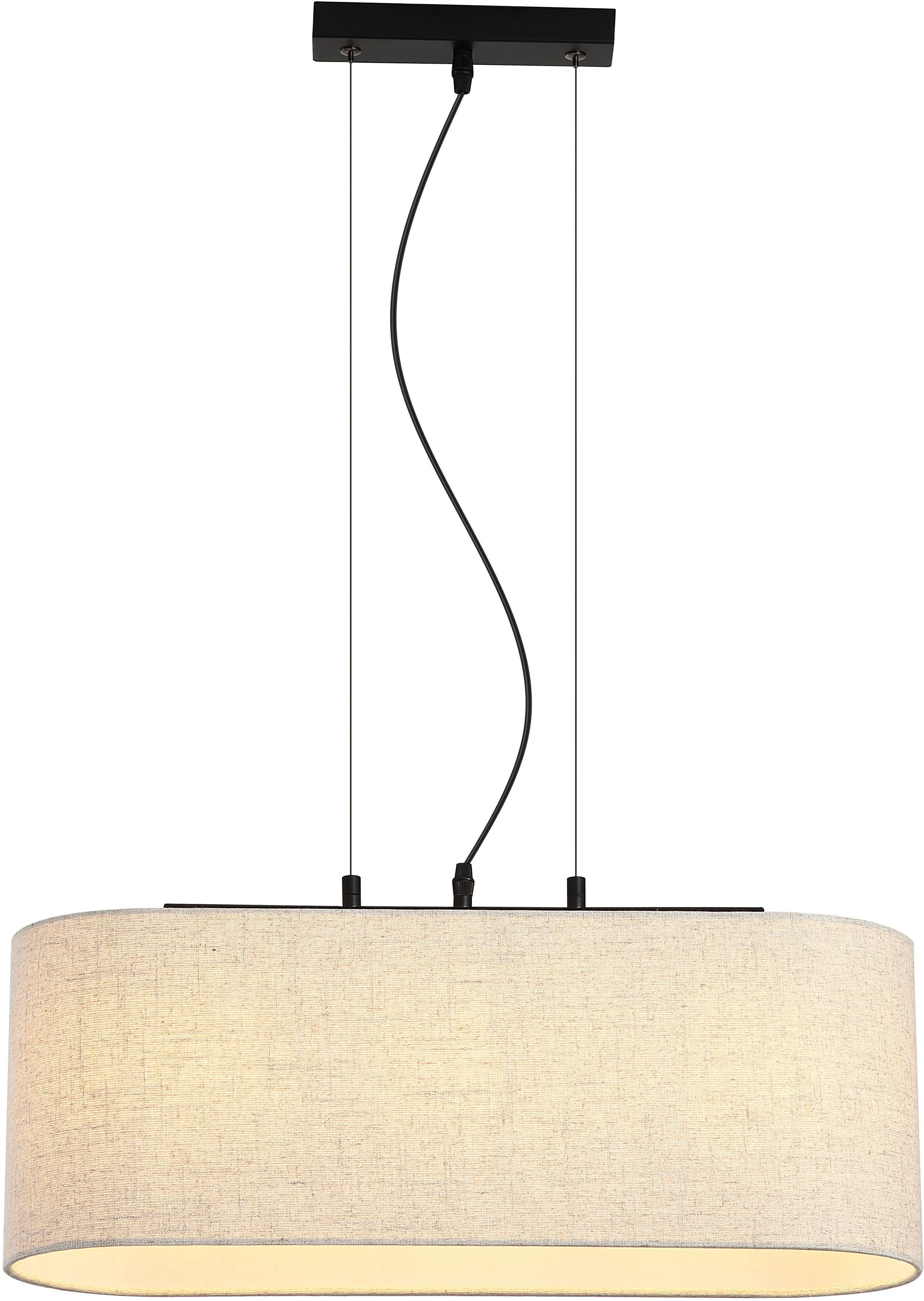 Searchlight Pendelleuchte Hessian 3Lt Pendelleuchte, schwarzes Metall mit Leinenschirm, ohne Leuchtmittel