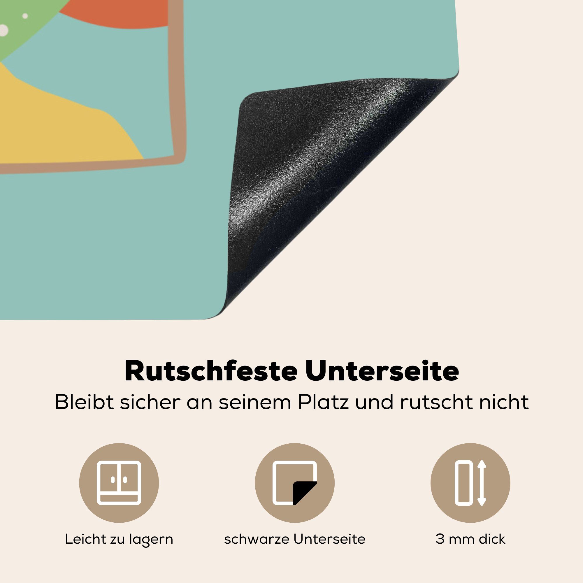 Farben, Ceranfeldabdeckung, tlg), Pflanze MuchoWow (1 küche Blätter Vinyl, cm, Herdblende-/Abdeckplatte Arbeitsplatte Rahmen 78x78 - - - für