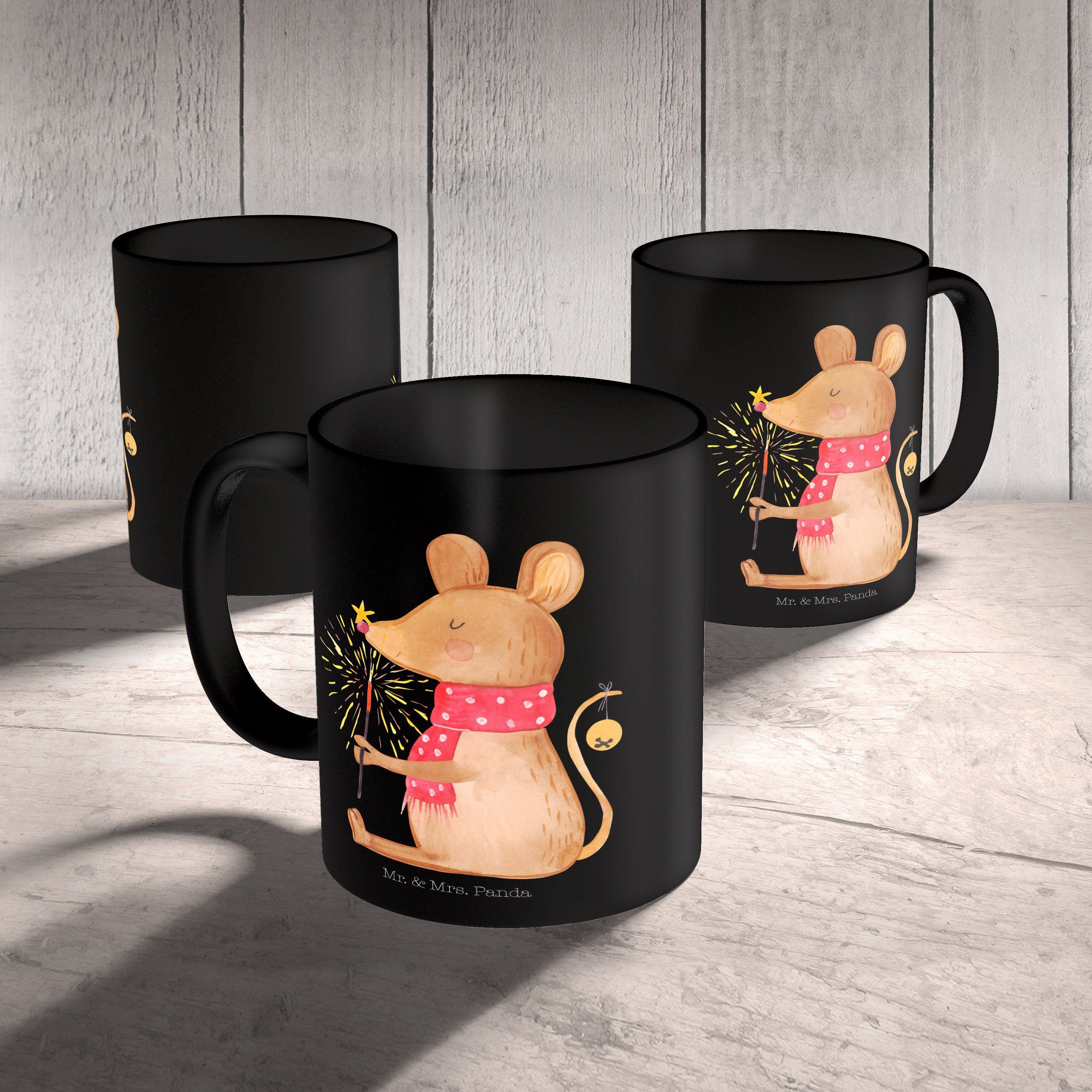 - Tass, Panda & Mrs. Weihnachtsmaus Keramik Schwarz Teetasse, Mr. Tasse Schwarz Weihnachten, Geschenk, Büro -