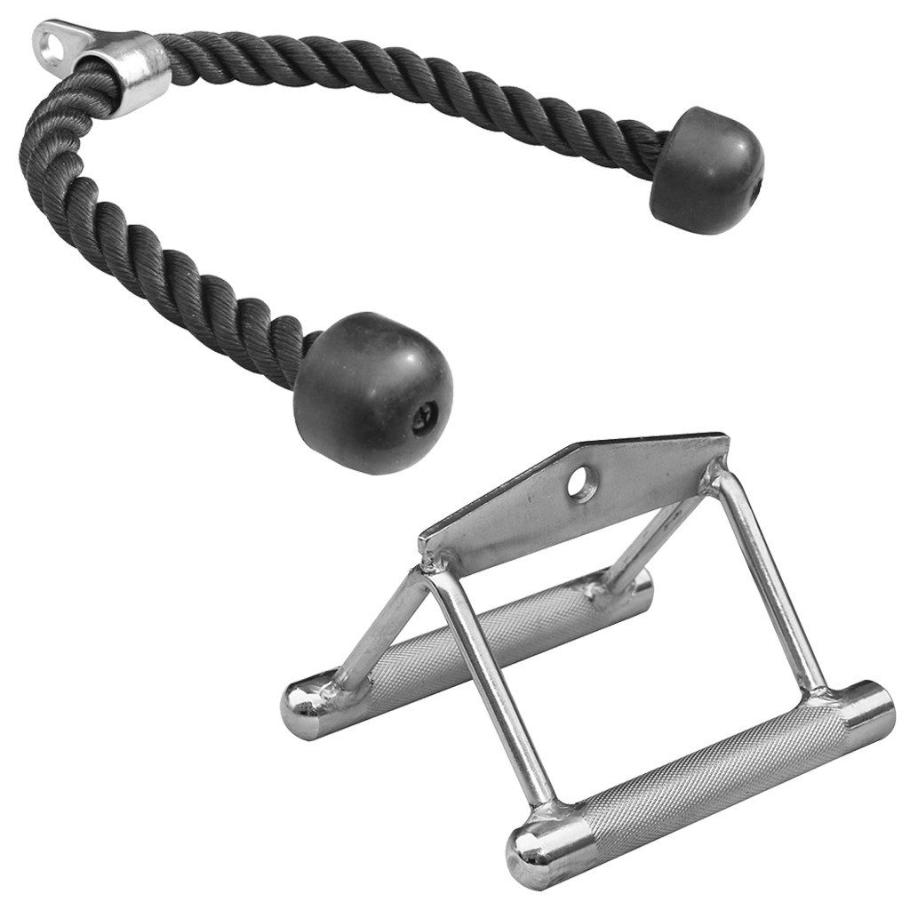 Sporttrend 24 Trainingshilfe Seilzug Set - Parallelgriff schmal + Trizeps Seil