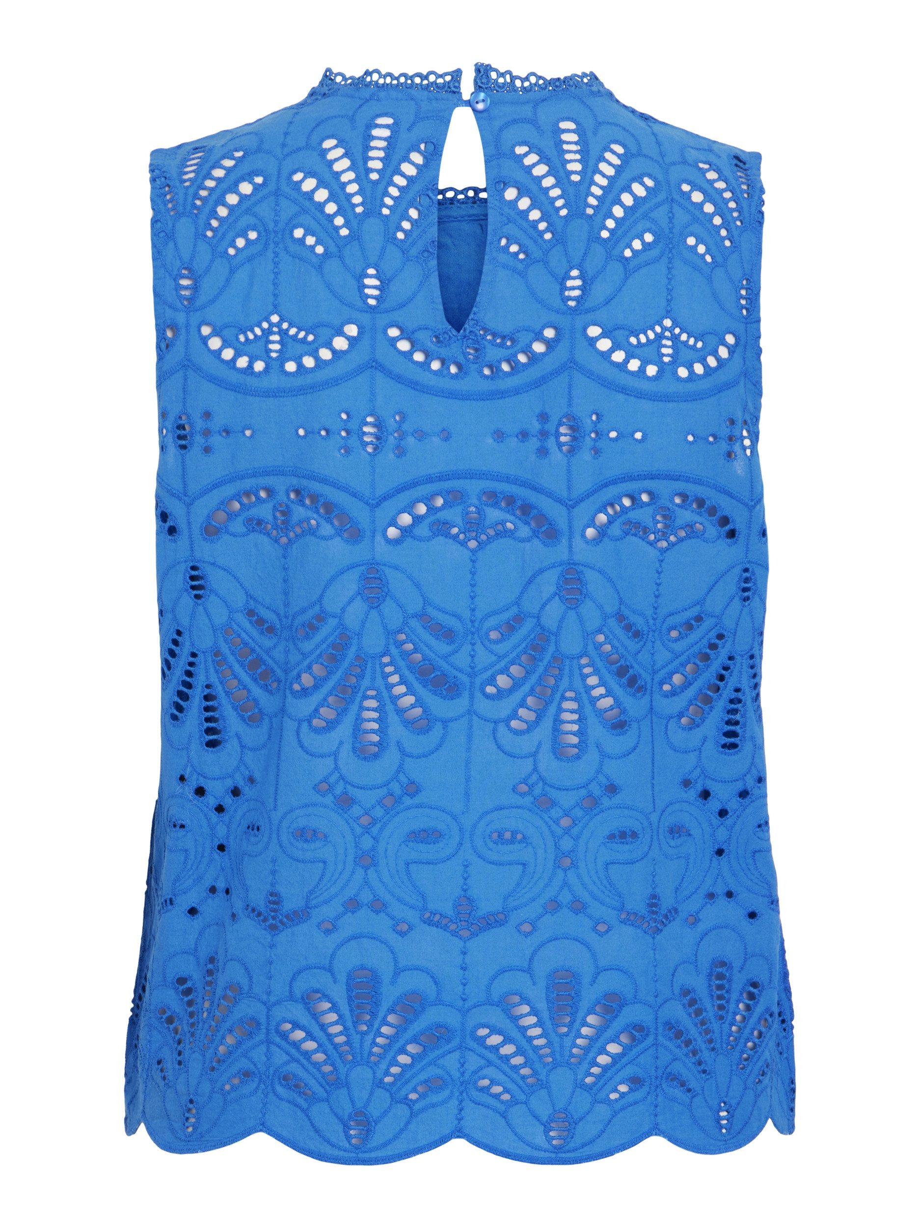 Vila Blusentop VIYARA O-NECK SL BRODERI ANGLAISE T