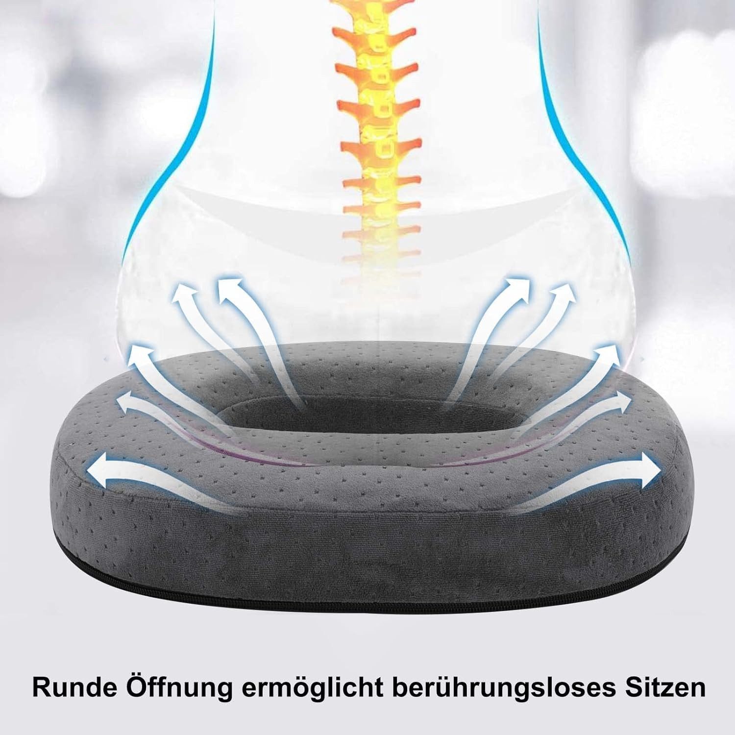 Youyijia Sitzkissen Sitzring Steißbein Entlastung Orthopädisches Sitzkissen Memory Foam – Bild 4 von 5