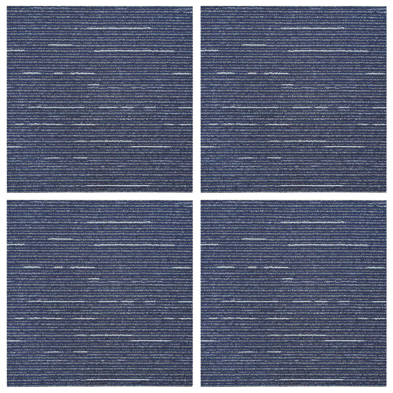 vidaXL Vinyllaminat 50 x 50 cm Teppichfliese Bodenbelag Gestreift Blau 50x50 cm 4er Set PP
