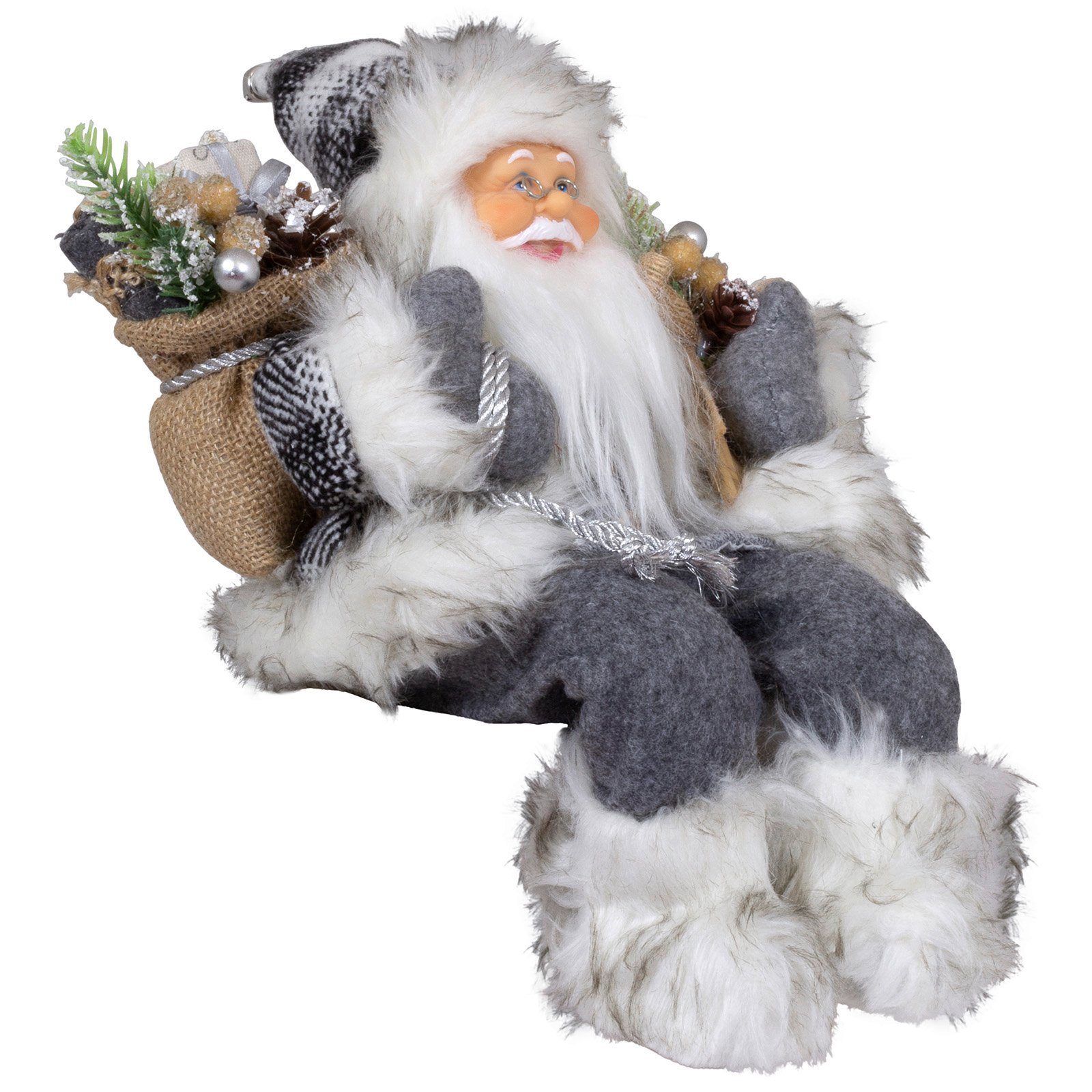Tinus (Dekofigur Paradise Kantenhocker 45cm 30cm, Weihnachtsdeko), St., 1 zum / Weihnachtsmann sitzend Hinsetzen Christmas grau,