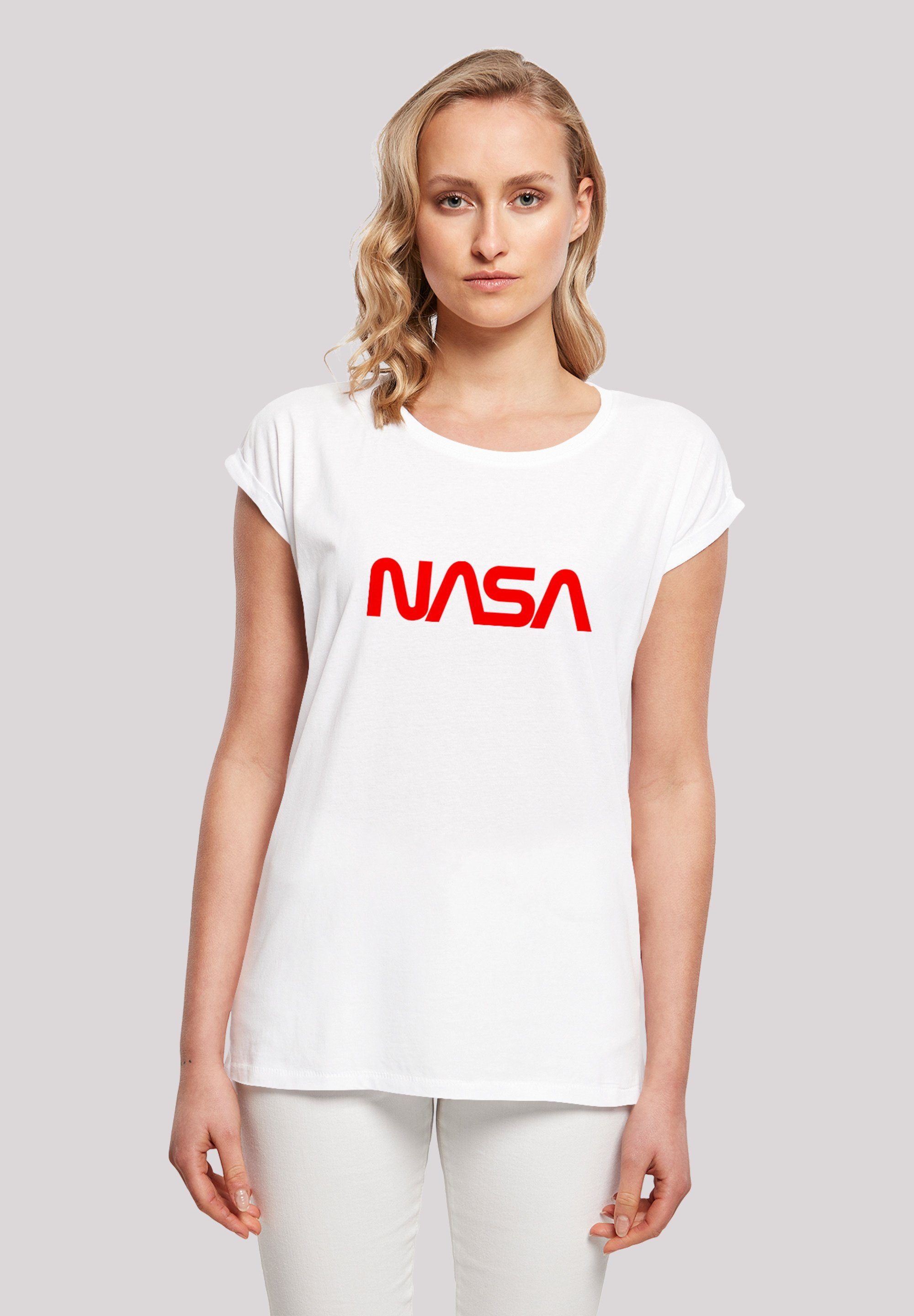 F4NT4STIC T-Shirt White Damen,Premium Modern Logo NASA Merch,Regular-Fit,Kurze Ärmel,Bedruckt