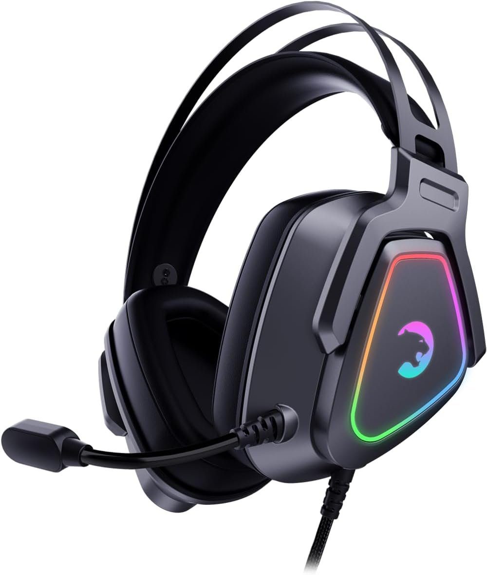 GAMEPOWER Gaming-Headset (360° flexibles Mikrofon, Mit Kabel, 7.1 Virtual Surround Sound kabelgebundene Kopfhörer mit 50-mm-Treibern) | Kopfhörer